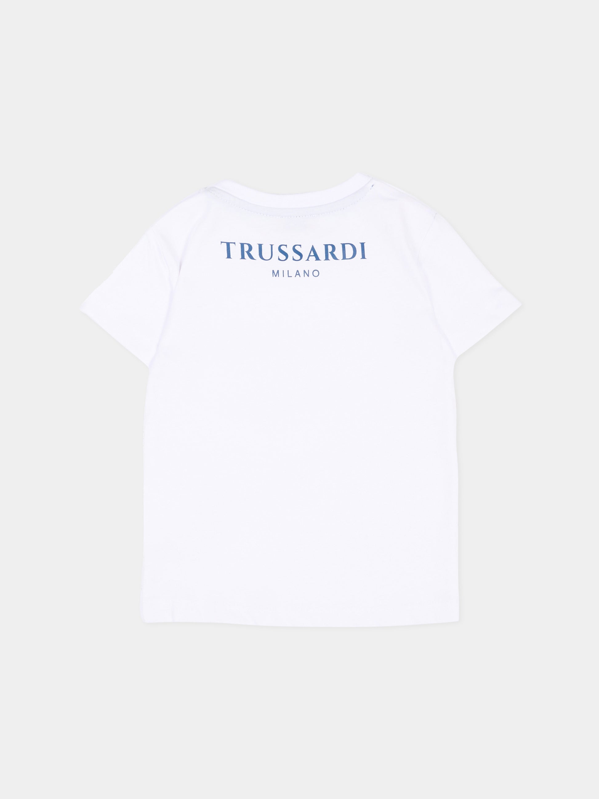 T-Shirt bianca per neonato con logo,Trussardi Junior,TIP26093TS WHITE