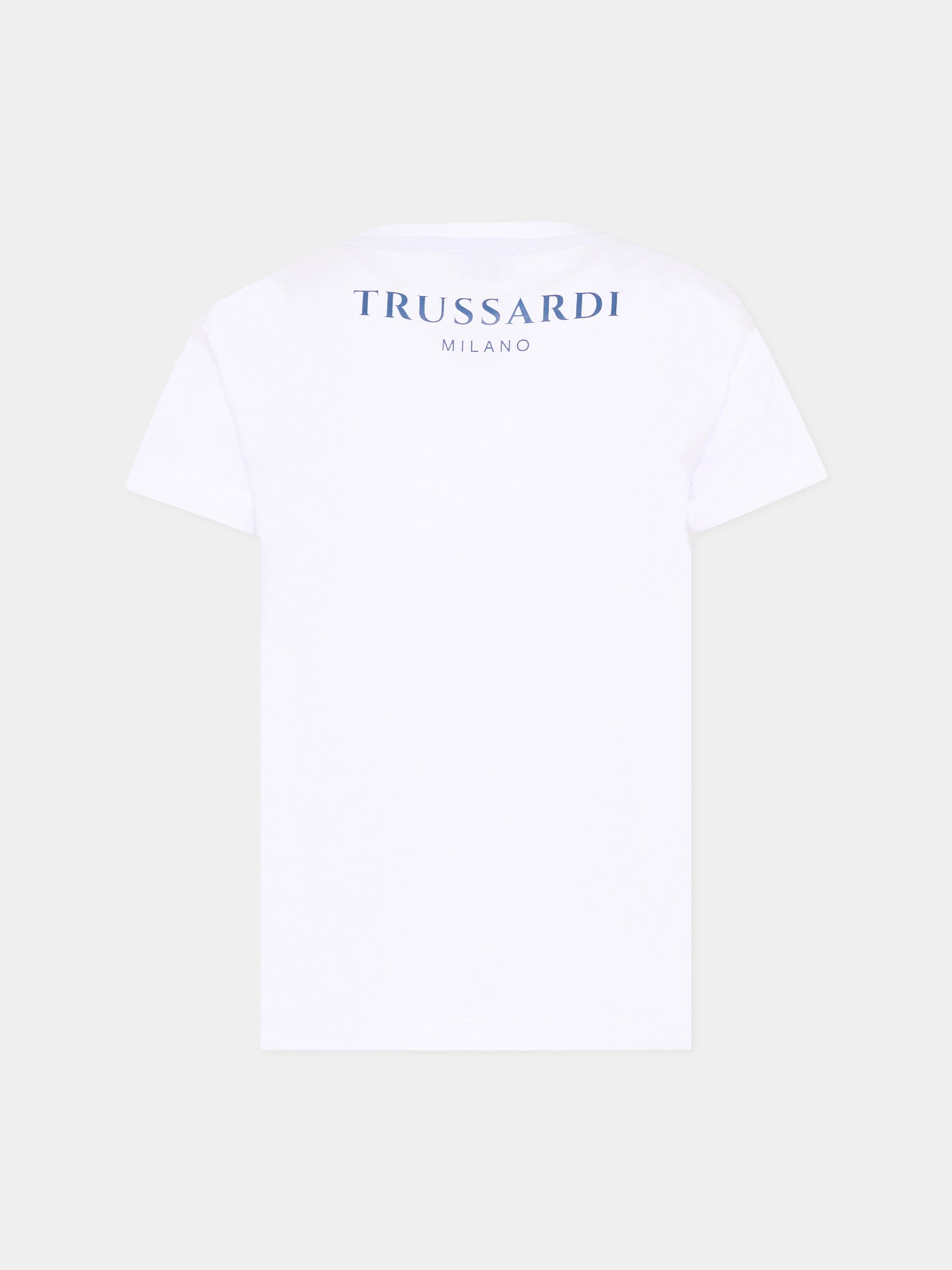 T-Shirt bianca per bambino con levriero,Trussardi Junior,TIP26093TS WHITE