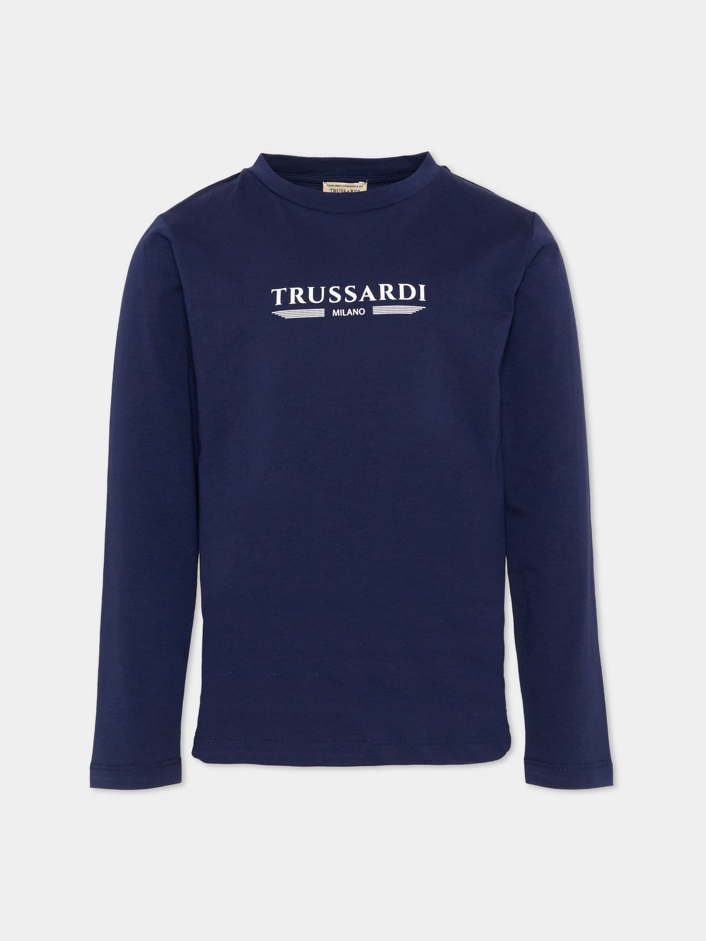 T-shirt blu per bambino con logo,Trussardi Junior,TIP26106TS BLUE ESTATE