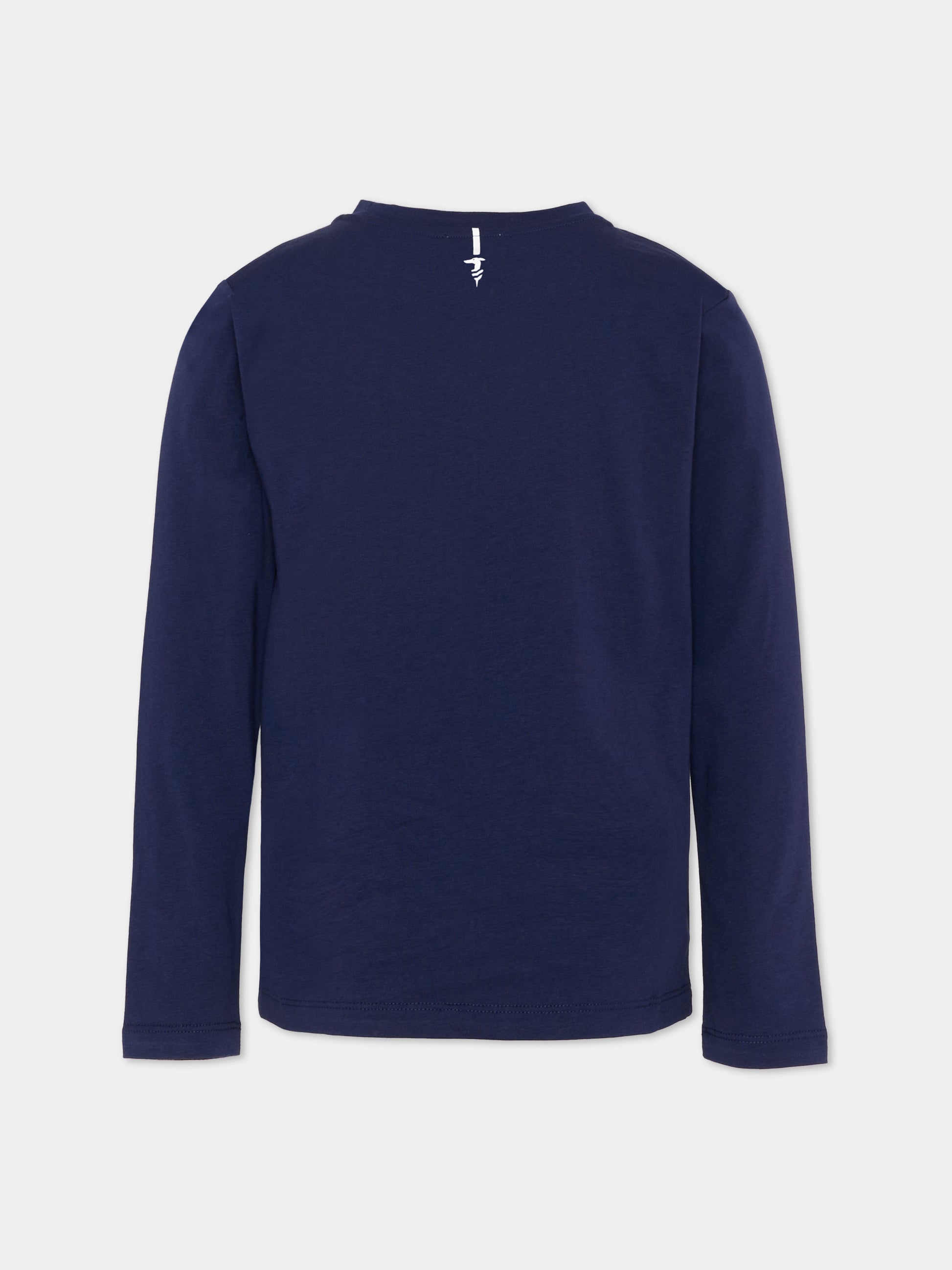 T-shirt blu per bambino con logo,Trussardi Junior,TIP26106TS BLUE ESTATE