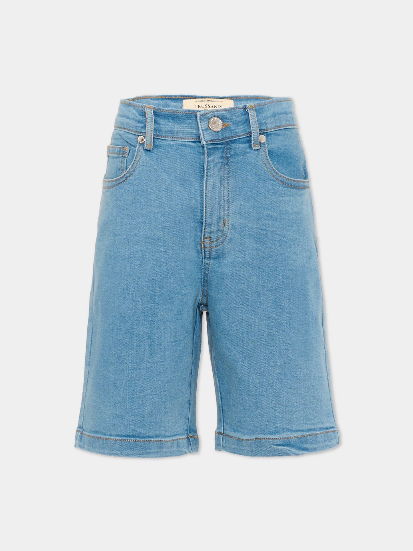 Shorts denim per bambino,Trussardi Junior,TBP26021BE DENIM BLUE MEDIUM