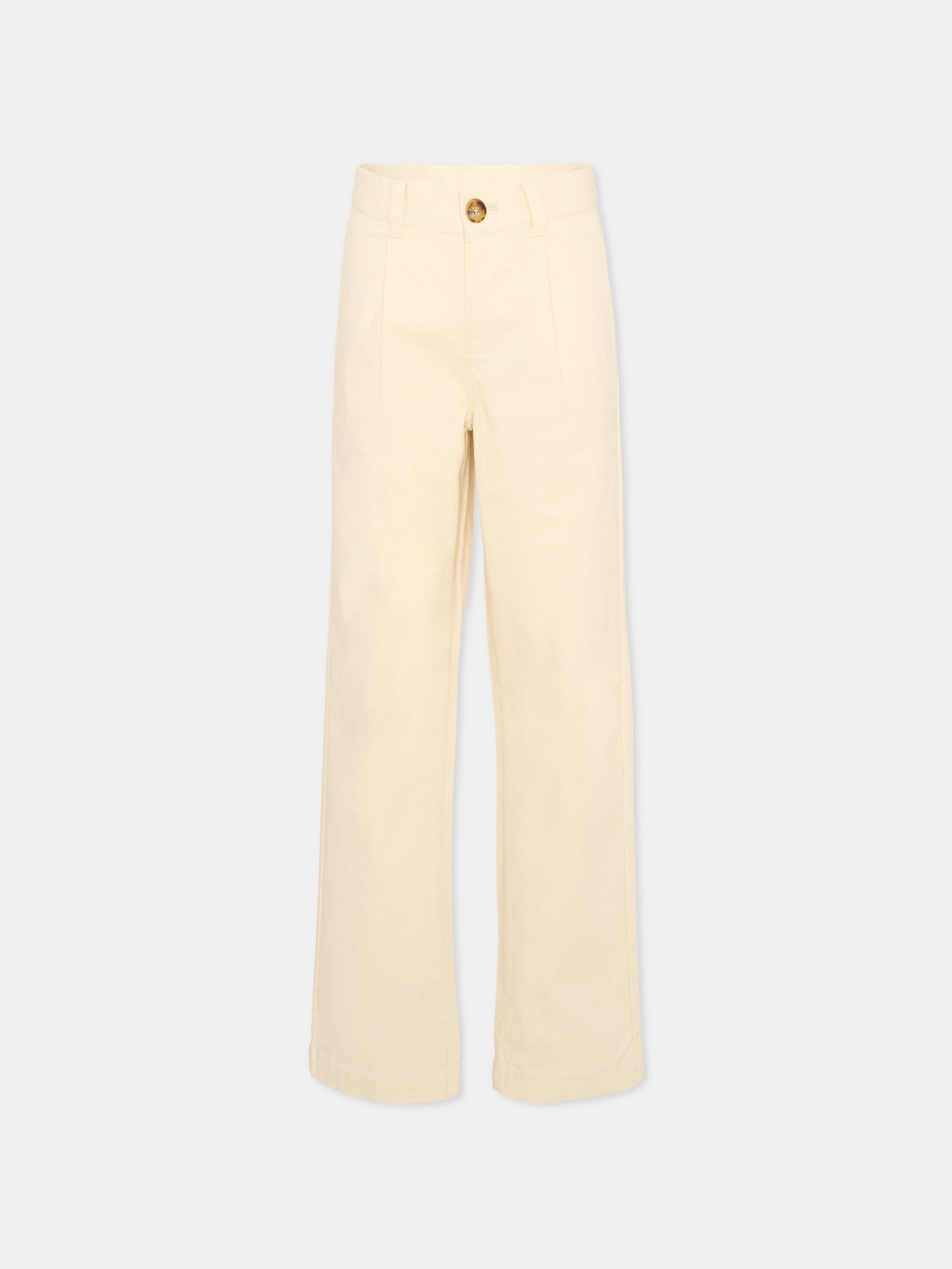 Pantaloni casual beige per bambino con levriero,Trussardi Junior,TBP26131PA BEIGE NEW ECRU