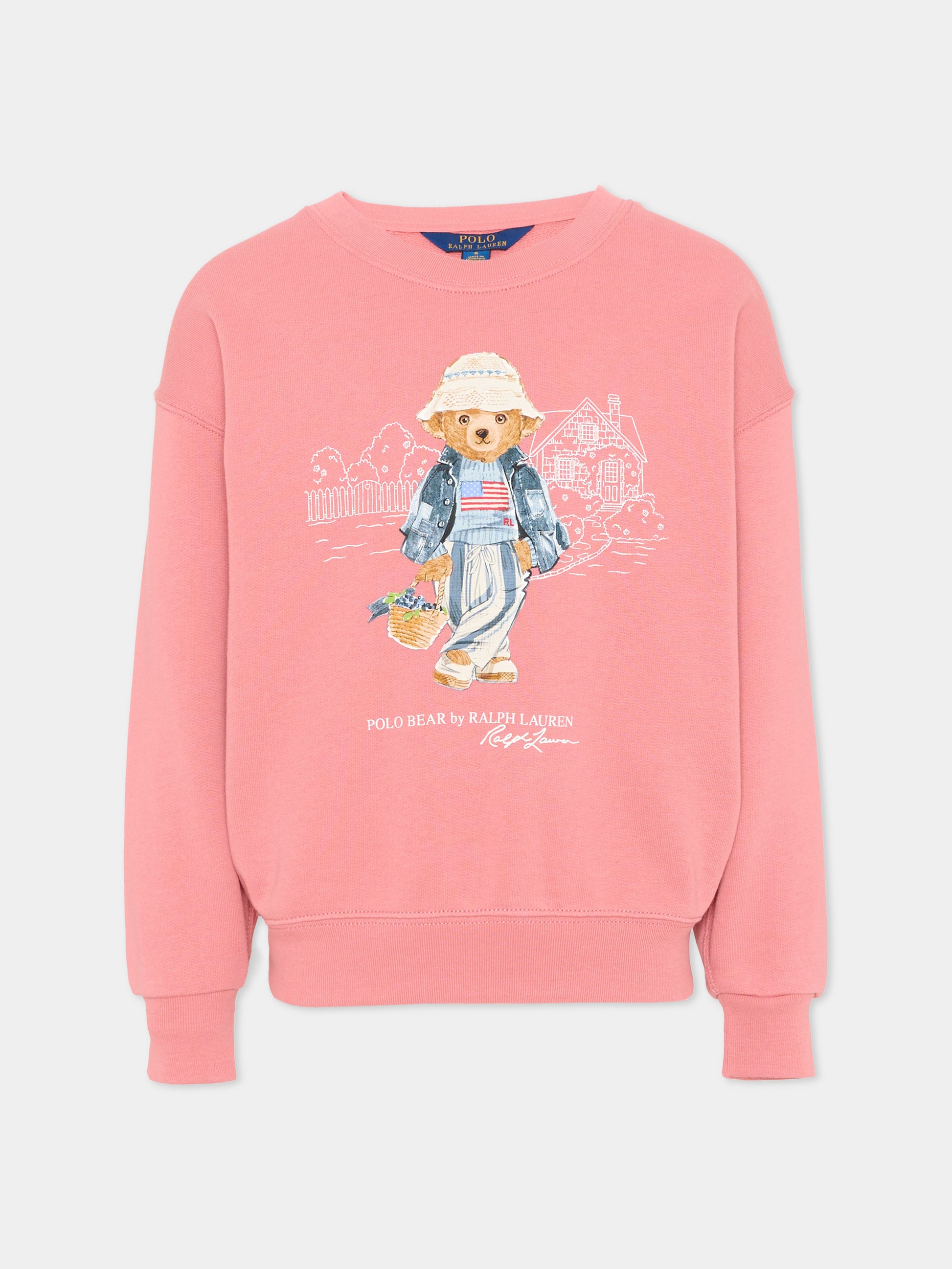 Felpa rosa Polo Bear per bambina,Ralph Lauren Kids,A11783001