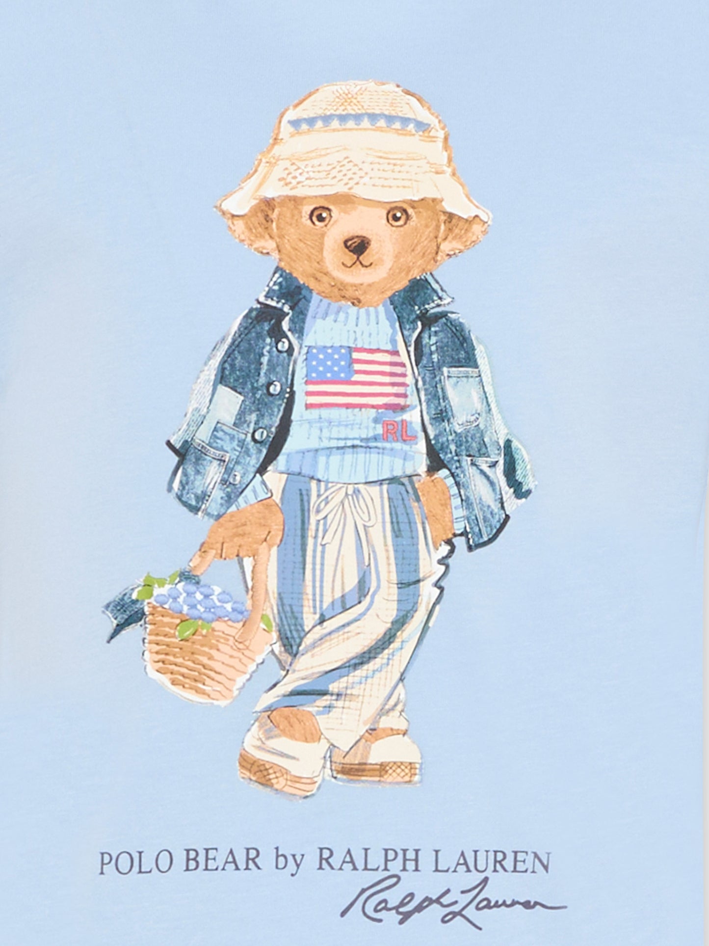 T-Shirt celeste Polo Bear per bambina,Ralph Lauren Kids,A11759002