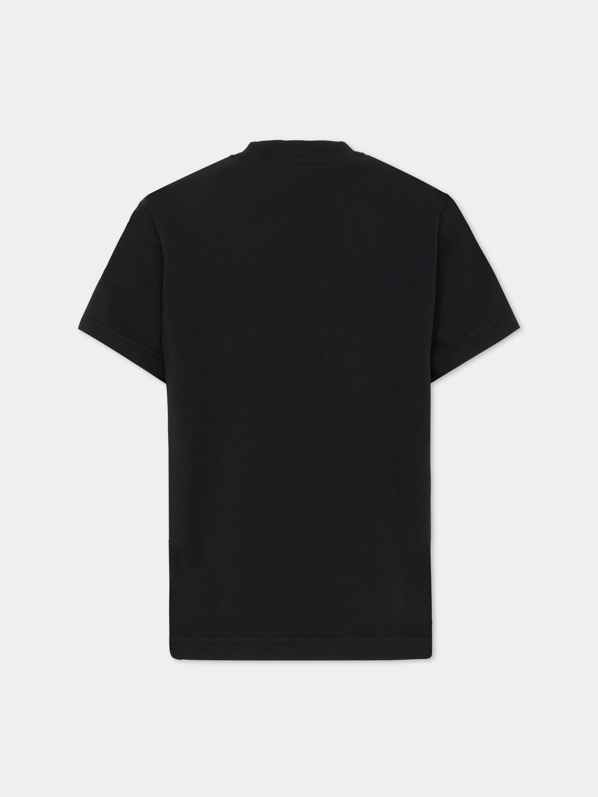 T-shirt nera per bambino con logo e foglia d'acero,Dsquared2,DQ3176 D00XM DQ900