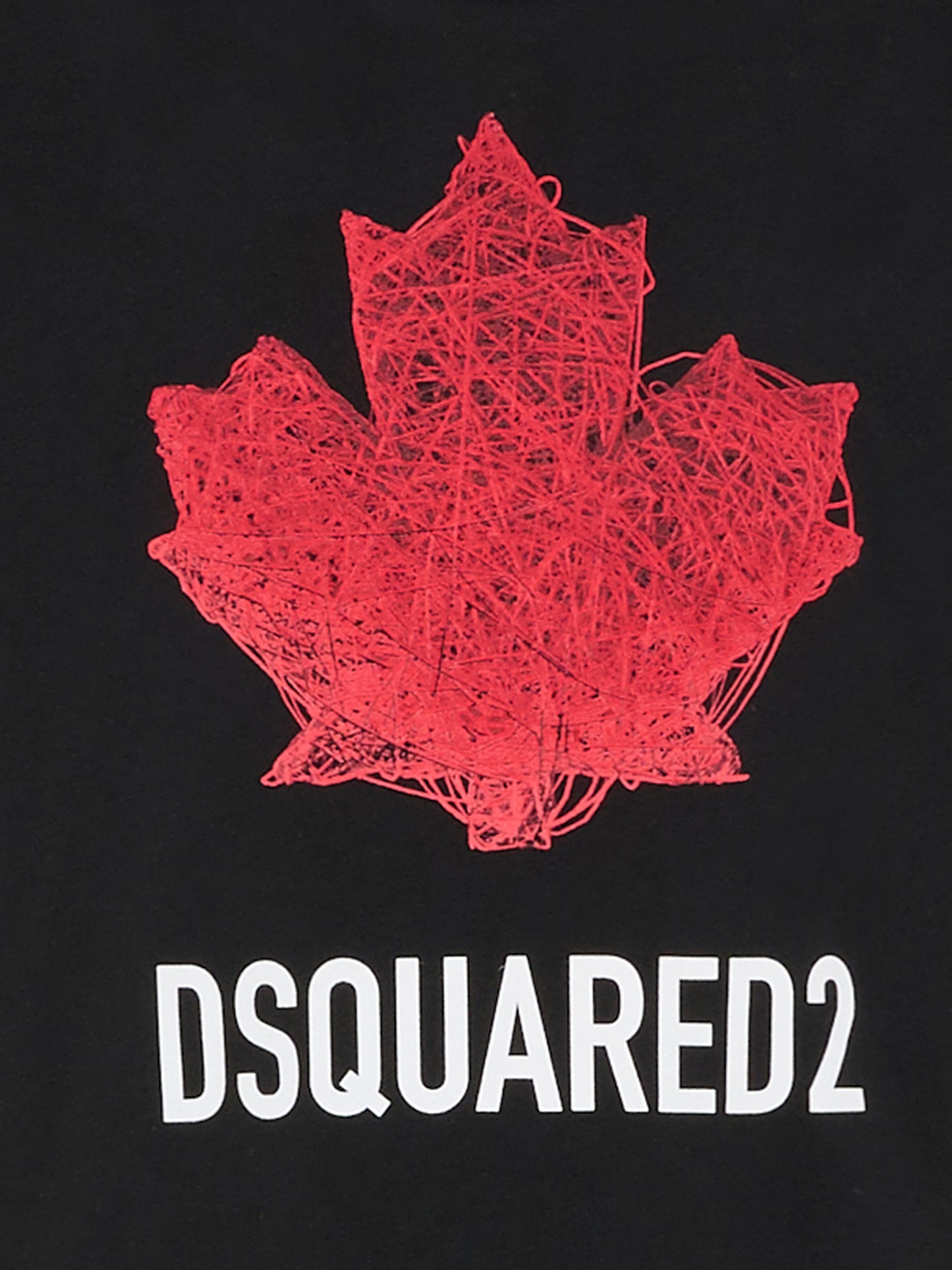 T-shirt nera per bambino con logo e foglia d'acero,Dsquared2,DQ3176 D00XM DQ900