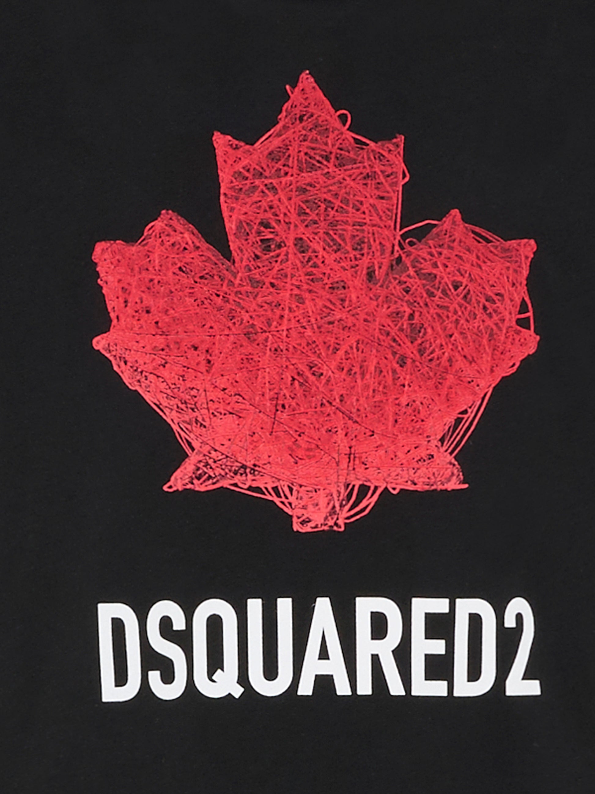 T-shirt nera per bambino con logo e foglia d'acero,Dsquared2,DQ3176 D00XM DQ900