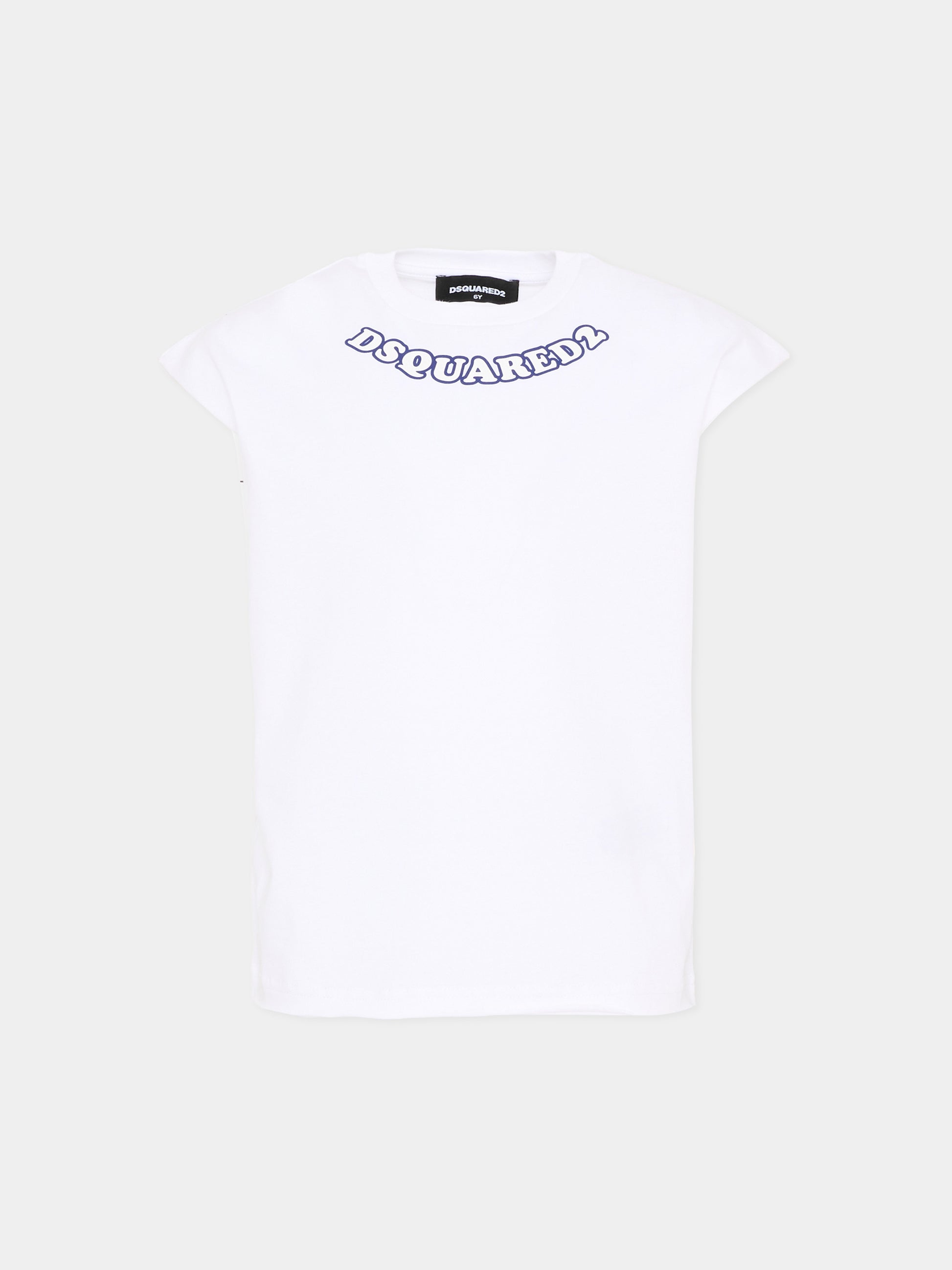 T-Shirt bianca per bambini con logo,Dsquared2,DQ3350 D00XM DQ100