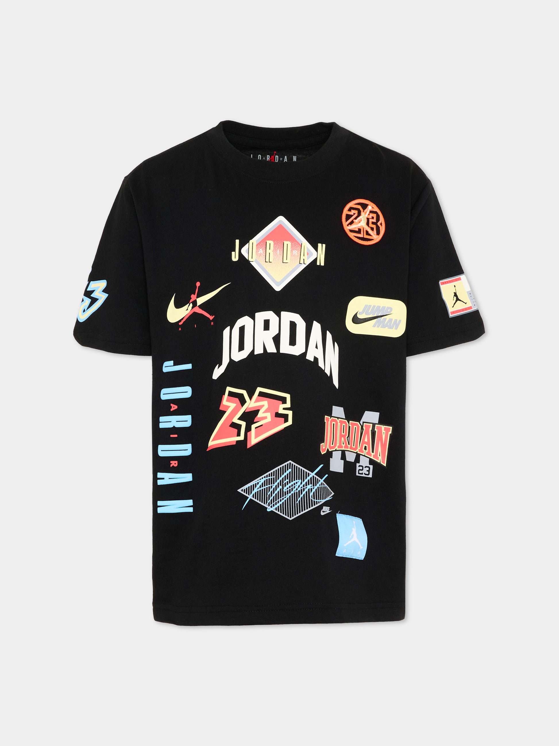 T-shirt nera per bambino con loghi,Jordan,95F385 023