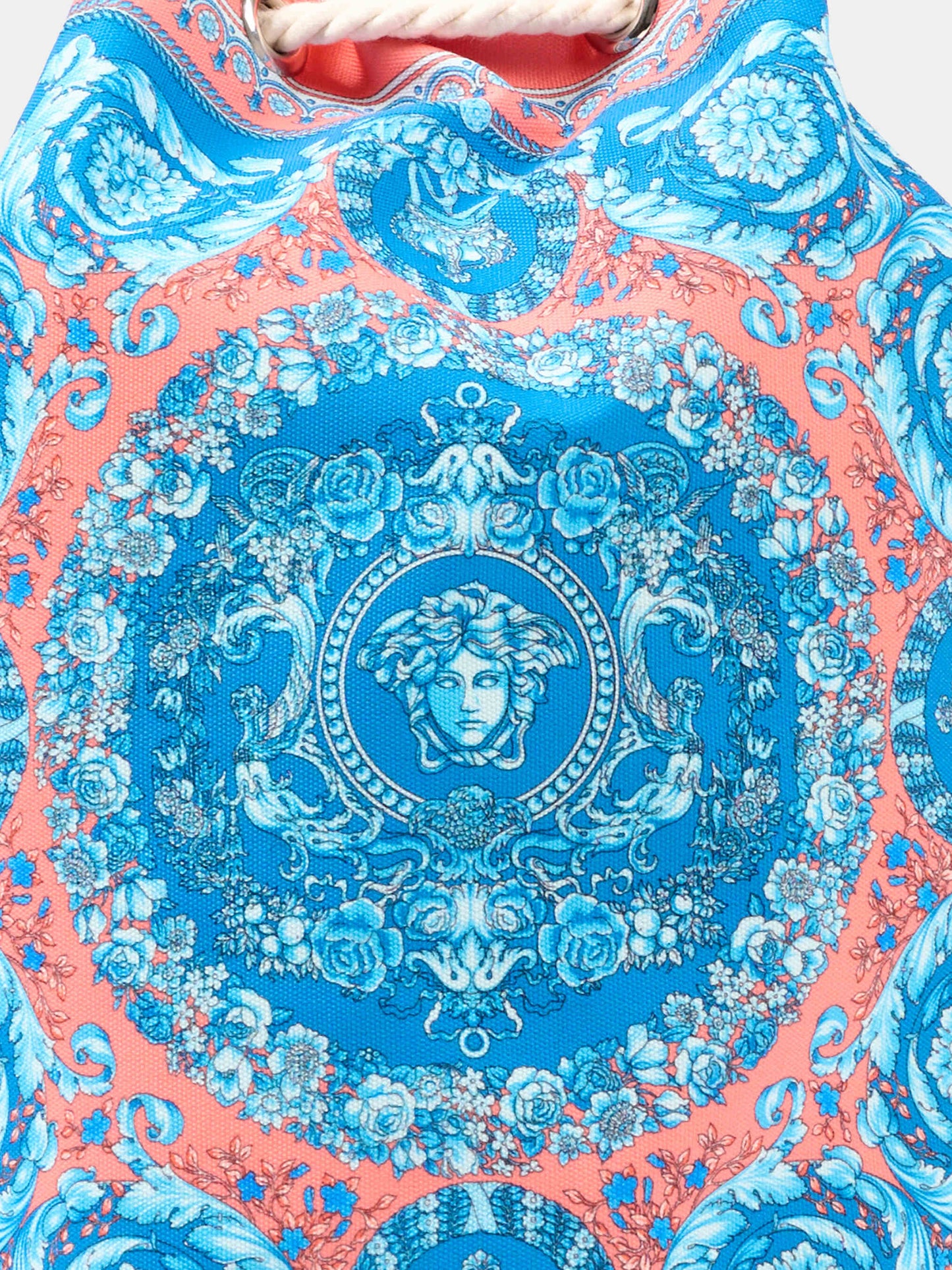 Borsa mare blu per bambini con stampa barocca,Versace,1018041 1A17191 5UI8P