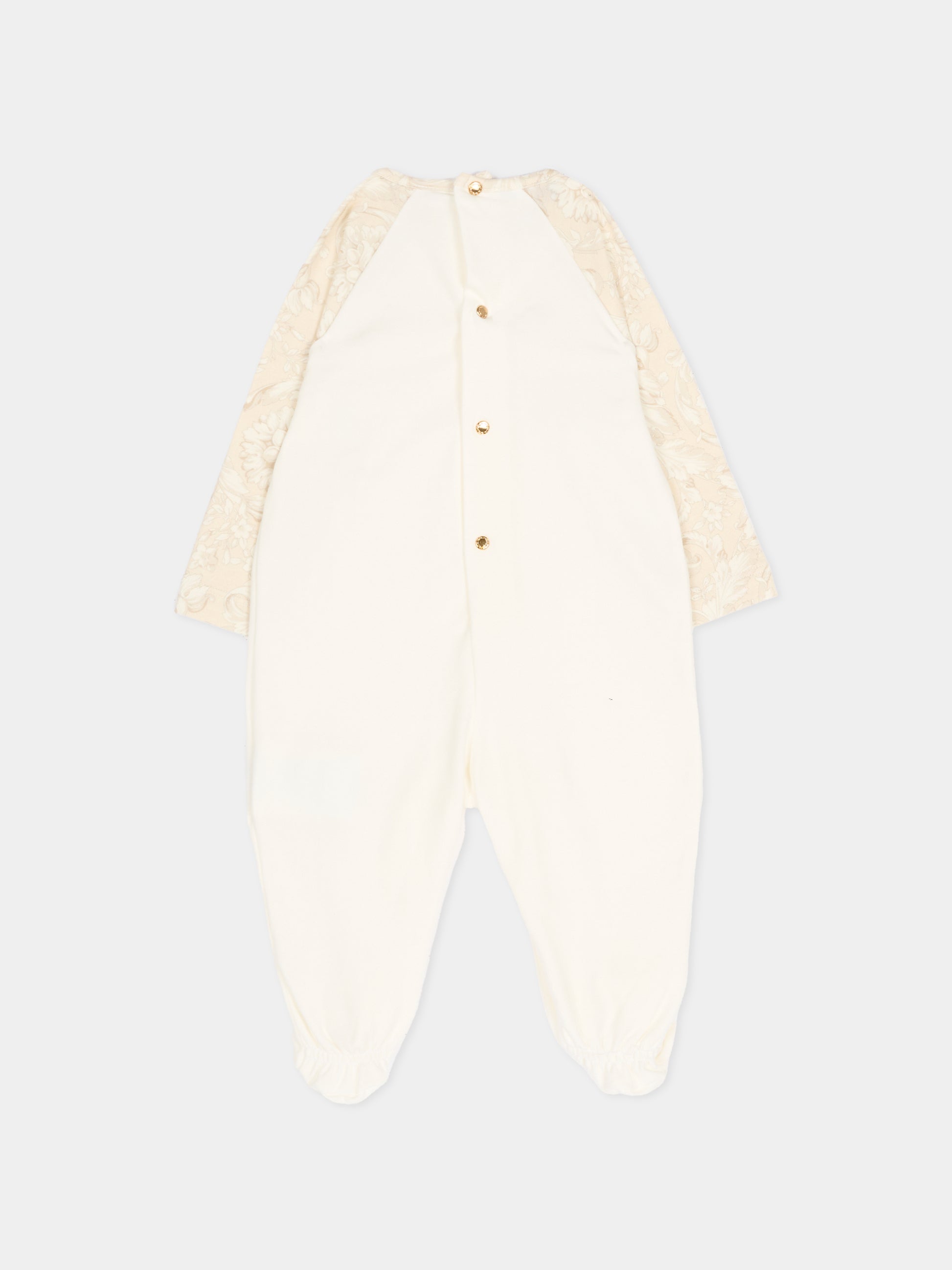 Set tutina avorio per neonati con logo e stampa Barocco,Versace,1022509 1A16592 2W2D0