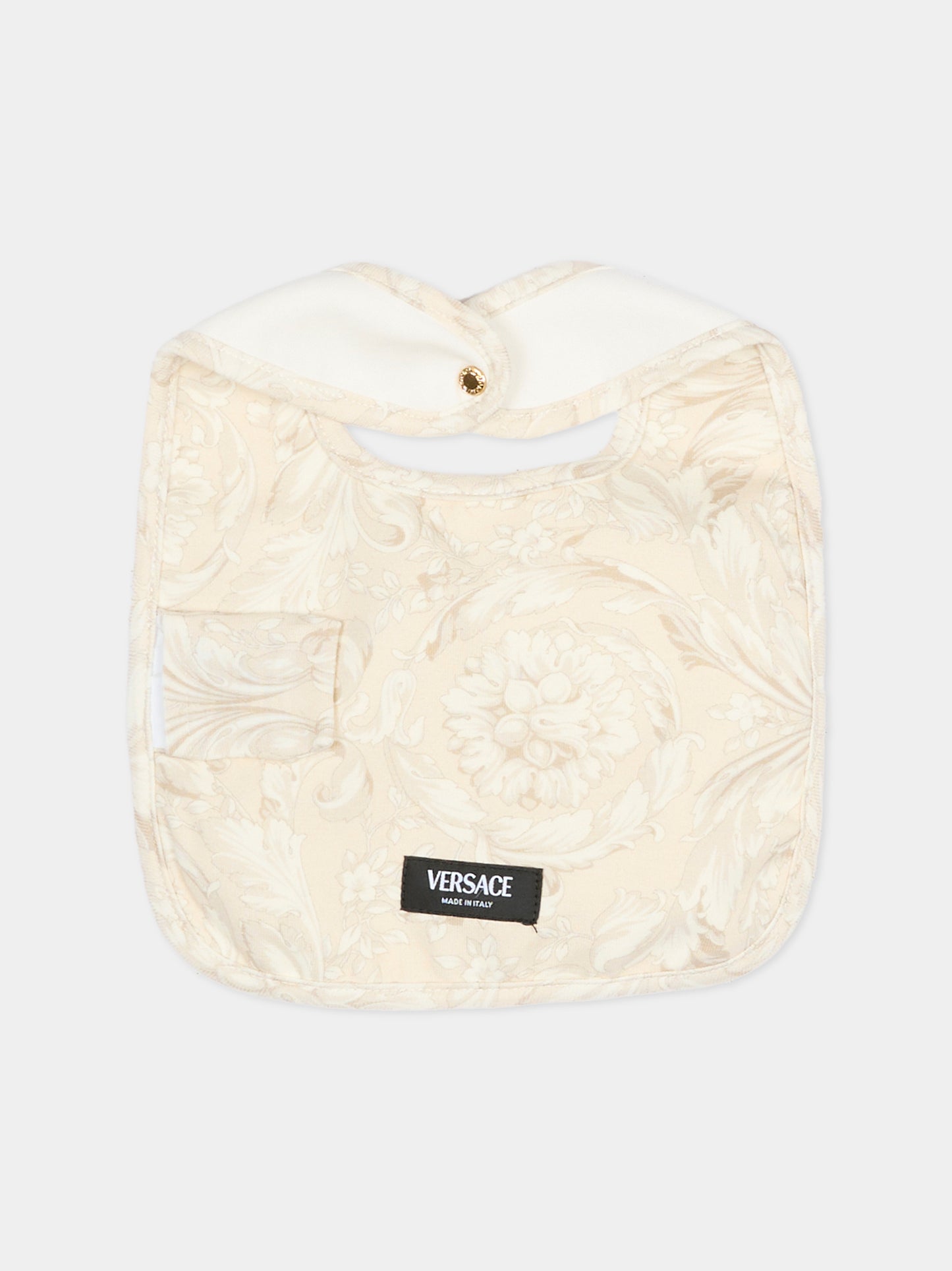 Set tutina avorio per neonati con logo e stampa Barocco,Versace,1022509 1A16592 2W2D0