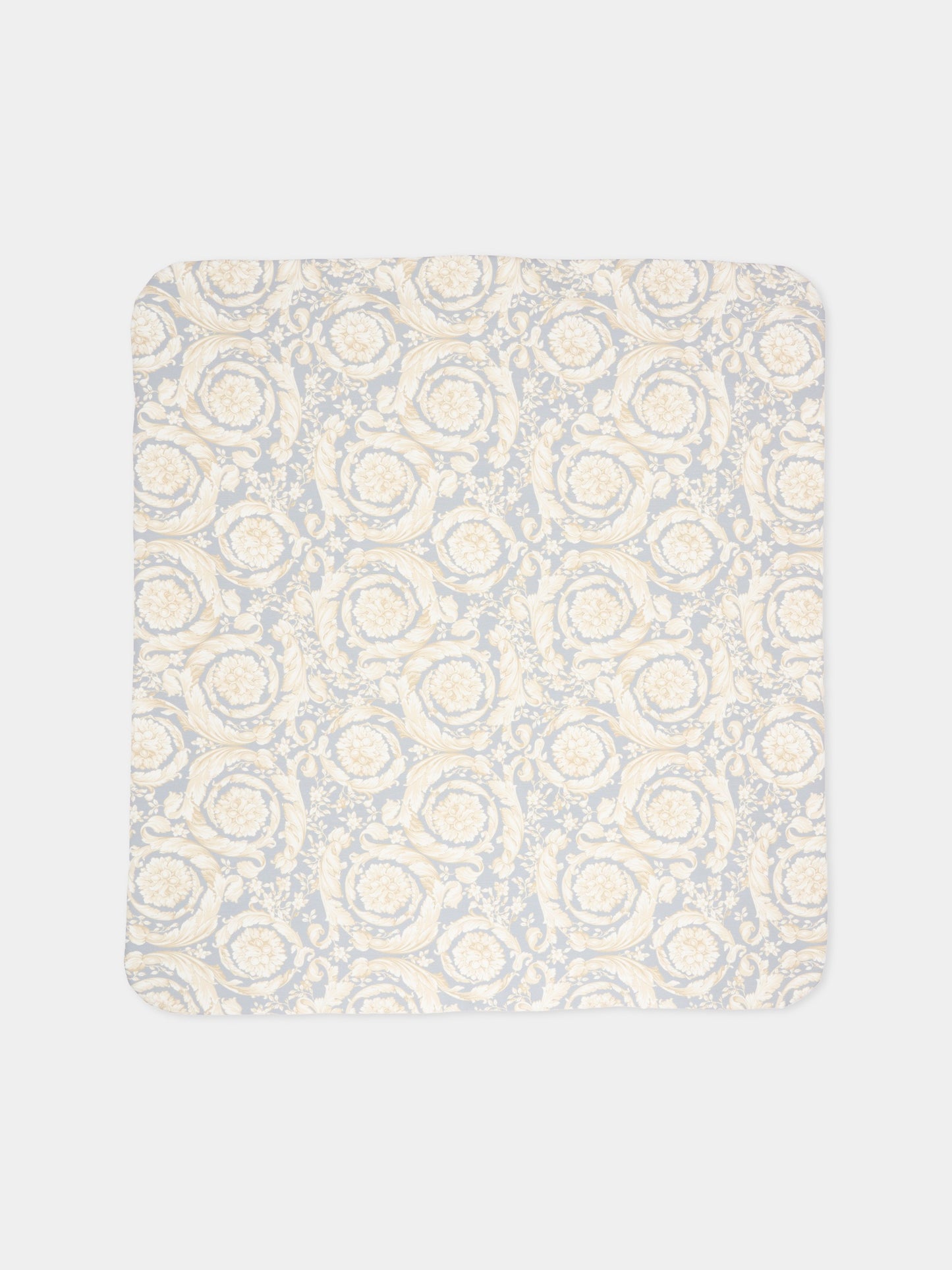 Coperta bianca per neonati con stampa Barocco,Versace,1017939 1A16894 2EO90