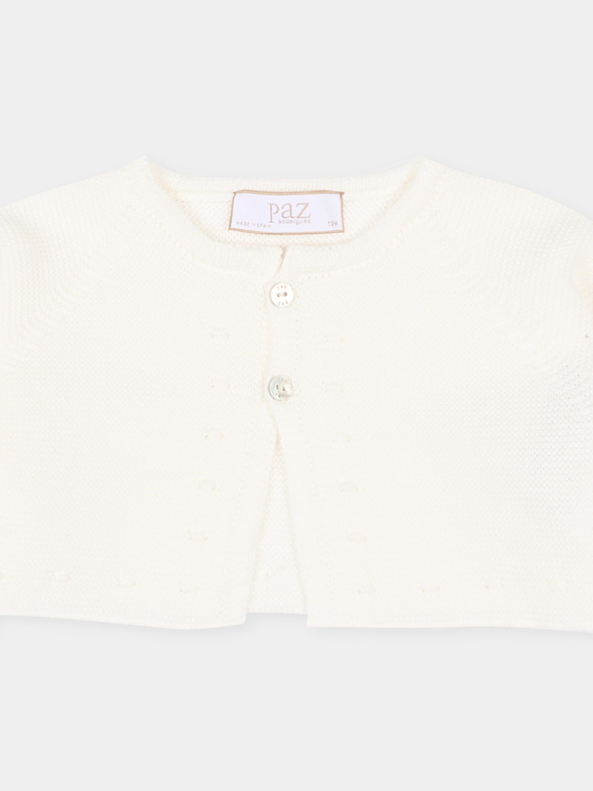 Cardigan avorio per neonati,Paz Rodríguez,001 123250 60 H82