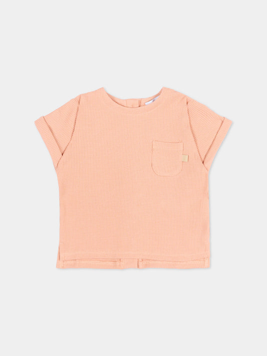 T-shirt rosa per neonata con taschino,Bamboom,1115TE00072 CORAL