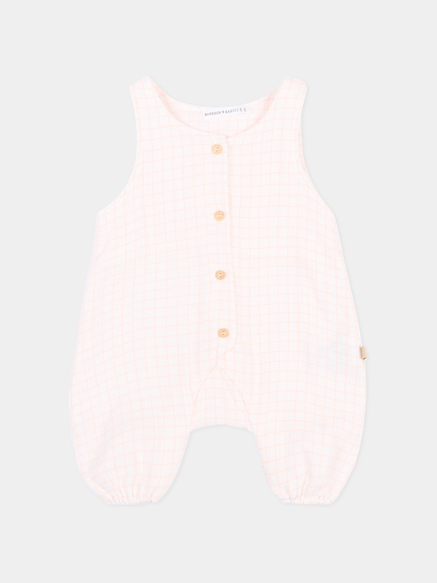Pagliaccetto bianco per neonata a quadretti,Bamboom,1124TE00070 SQUARE WHITE/PINK