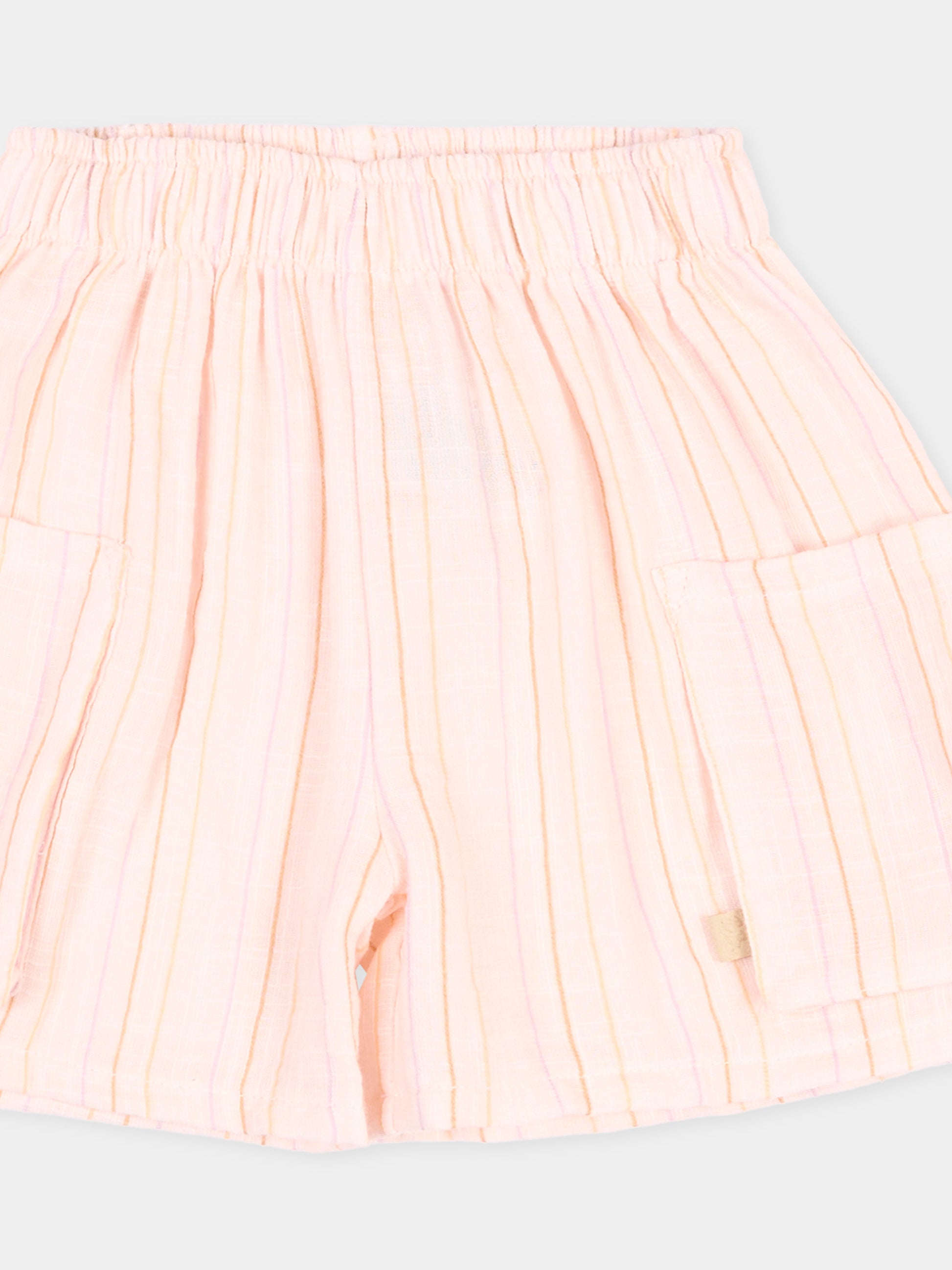 Shorts rosa a righe per neonata,Bamboom,1137TE00070 STRIPE PINK