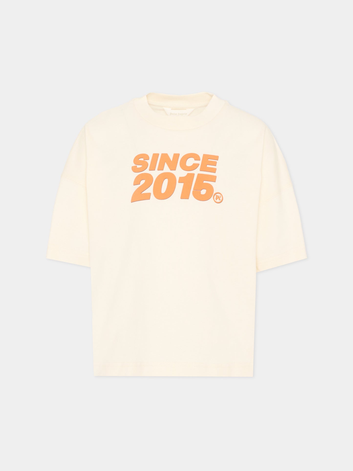 T-Shirt avorio per bambini con stampa palma,Palm Angels,PBAA002S26JER002 002