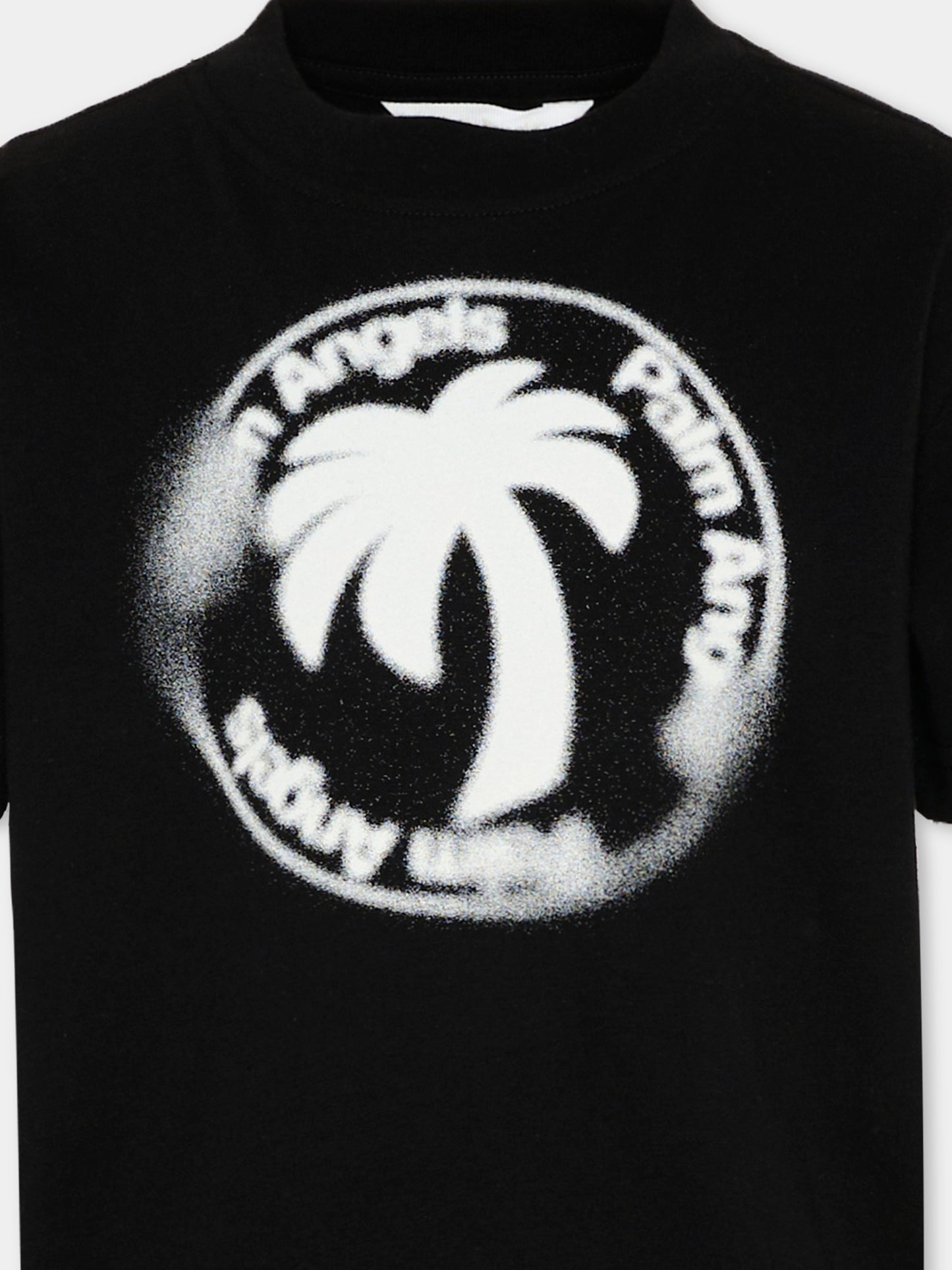 T-Shirt nera per bambino con palma spray,Palm Angels,PBAA003S26JER003 110