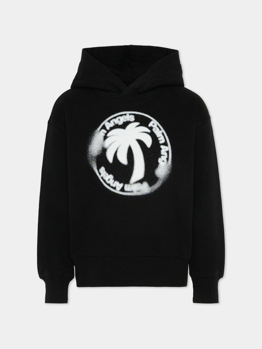 Felpa nera Palm Angels per bambino logo spray,Palm Angels,PBBB012S26FLE002 110