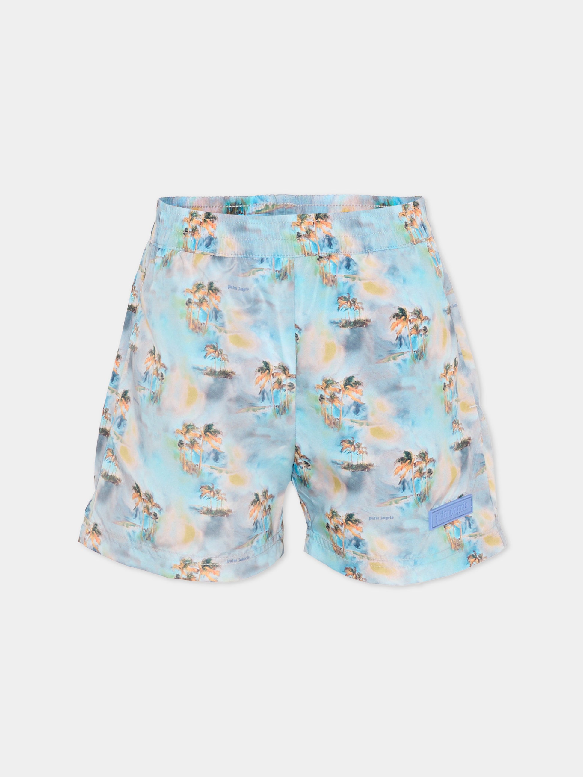 Boxer mare azzurro per bambino palme,Palm Angels,PBFD001S26FAB001 960