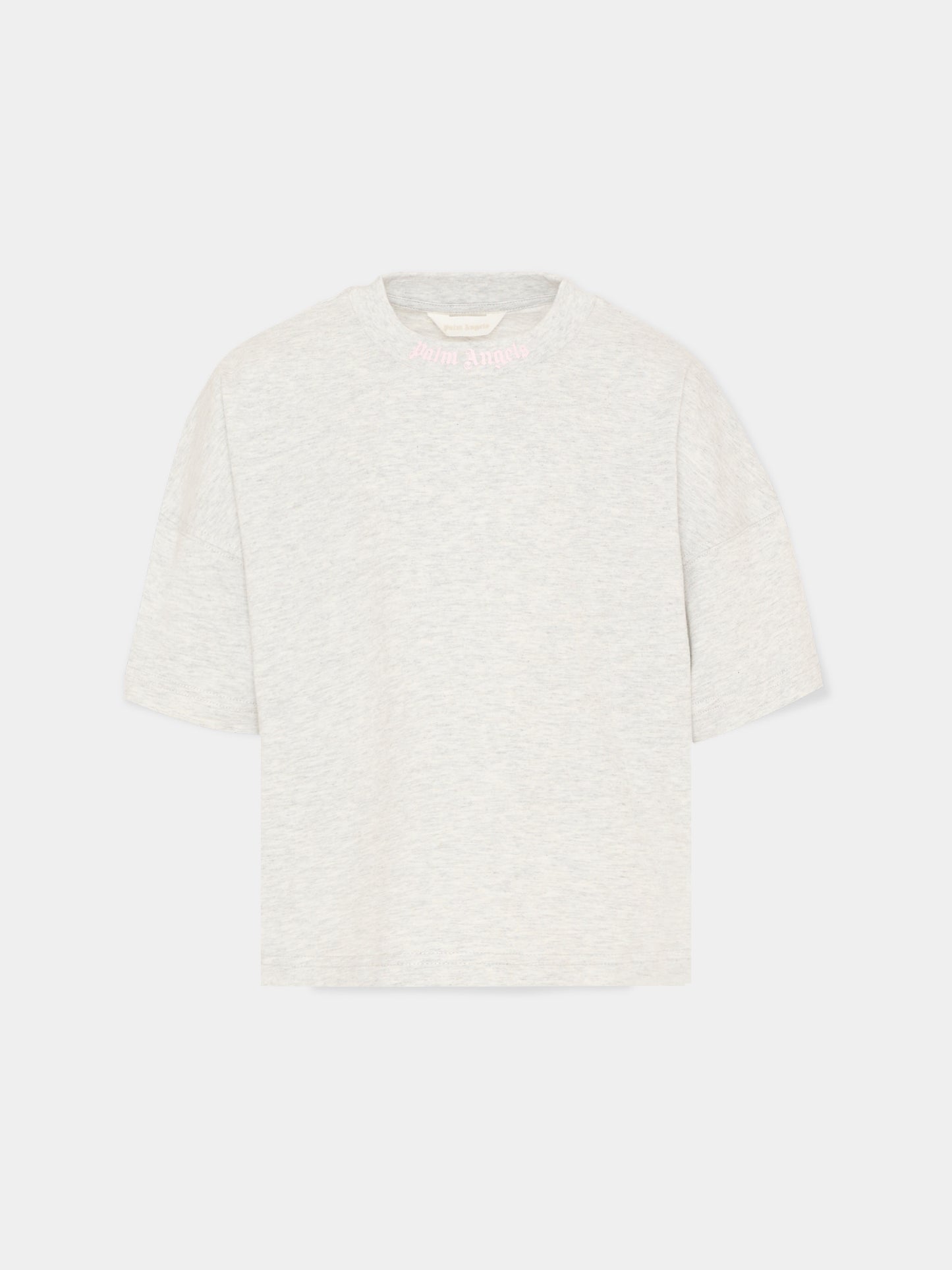 T-Shirt grigia per bambina con back-logo,Palm Angels,PGAA001S26JER001 101