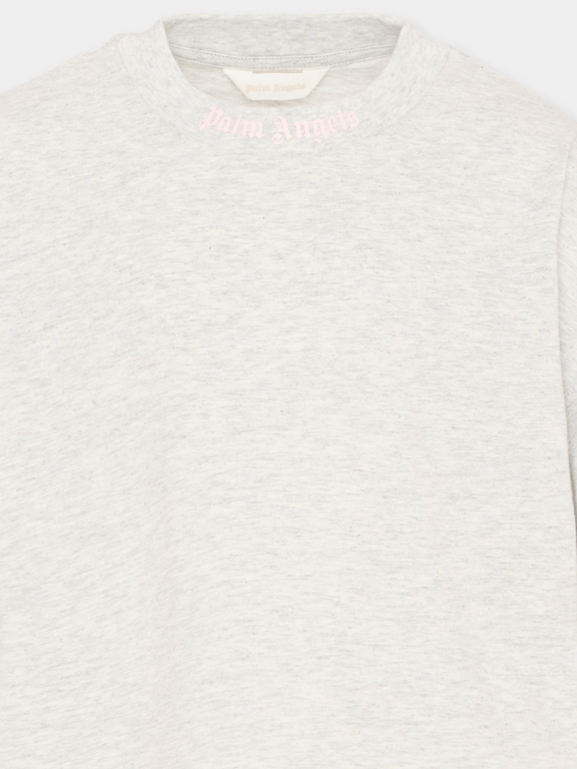 T-Shirt grigia per bambina con back-logo,Palm Angels,PGAA001S26JER001 101