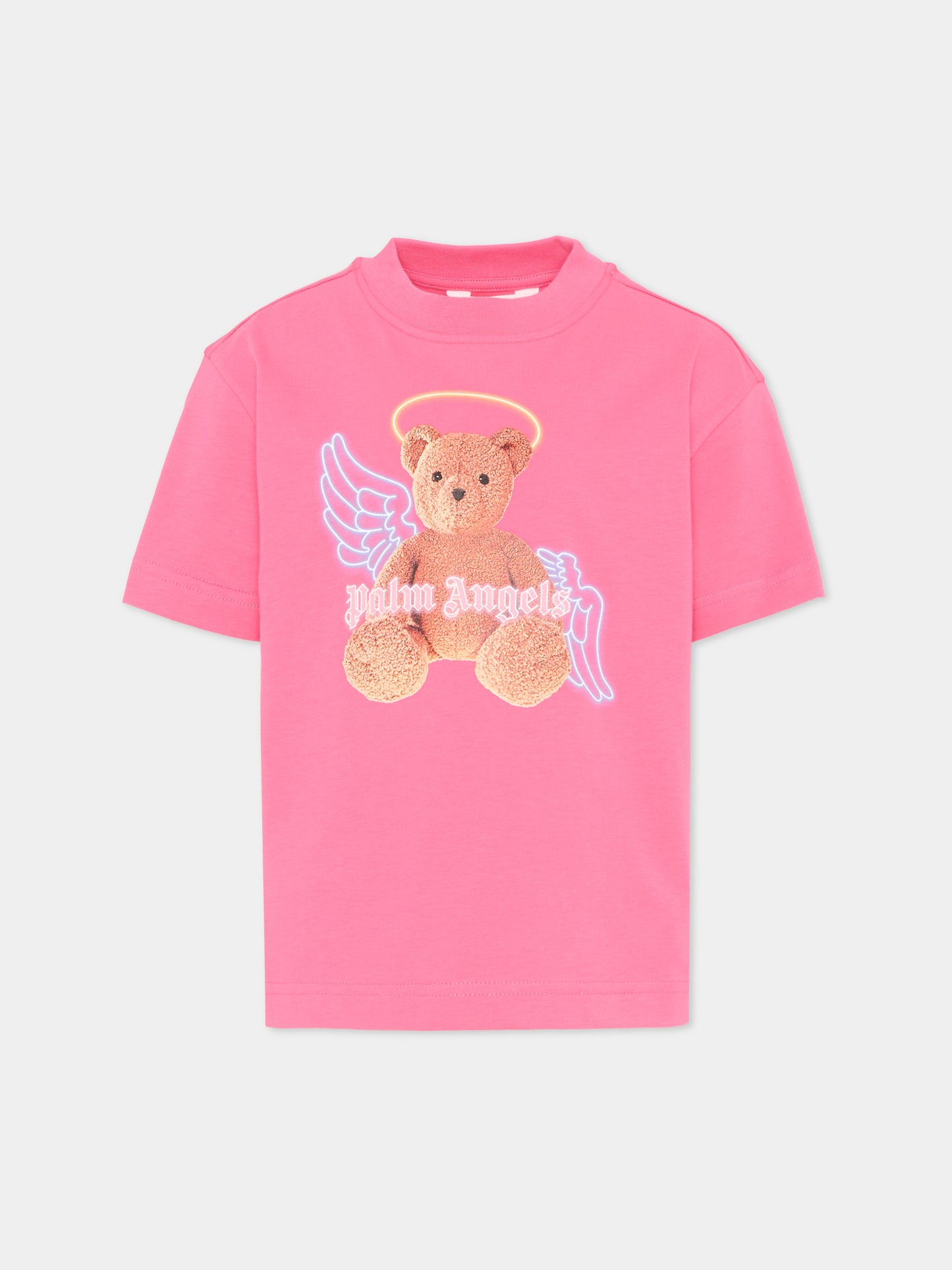 T-Shirt fucsia per bambina con Teddy Bear,Palm Angels,PGAA002S26JER001 044