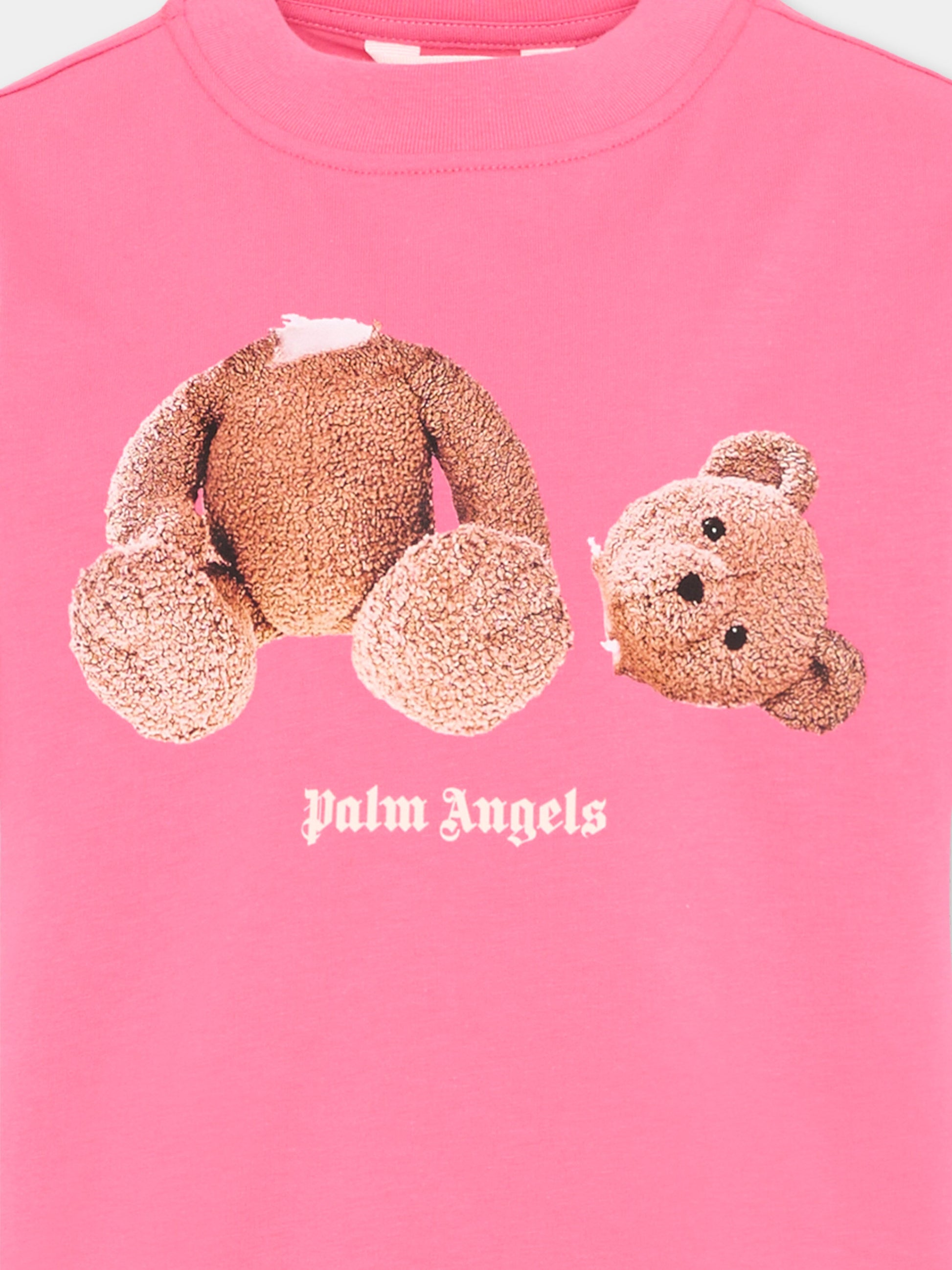 T-Shirt fucsia per bambina con Teddy Bear,Palm Angels,PGAA002S26JER002 044