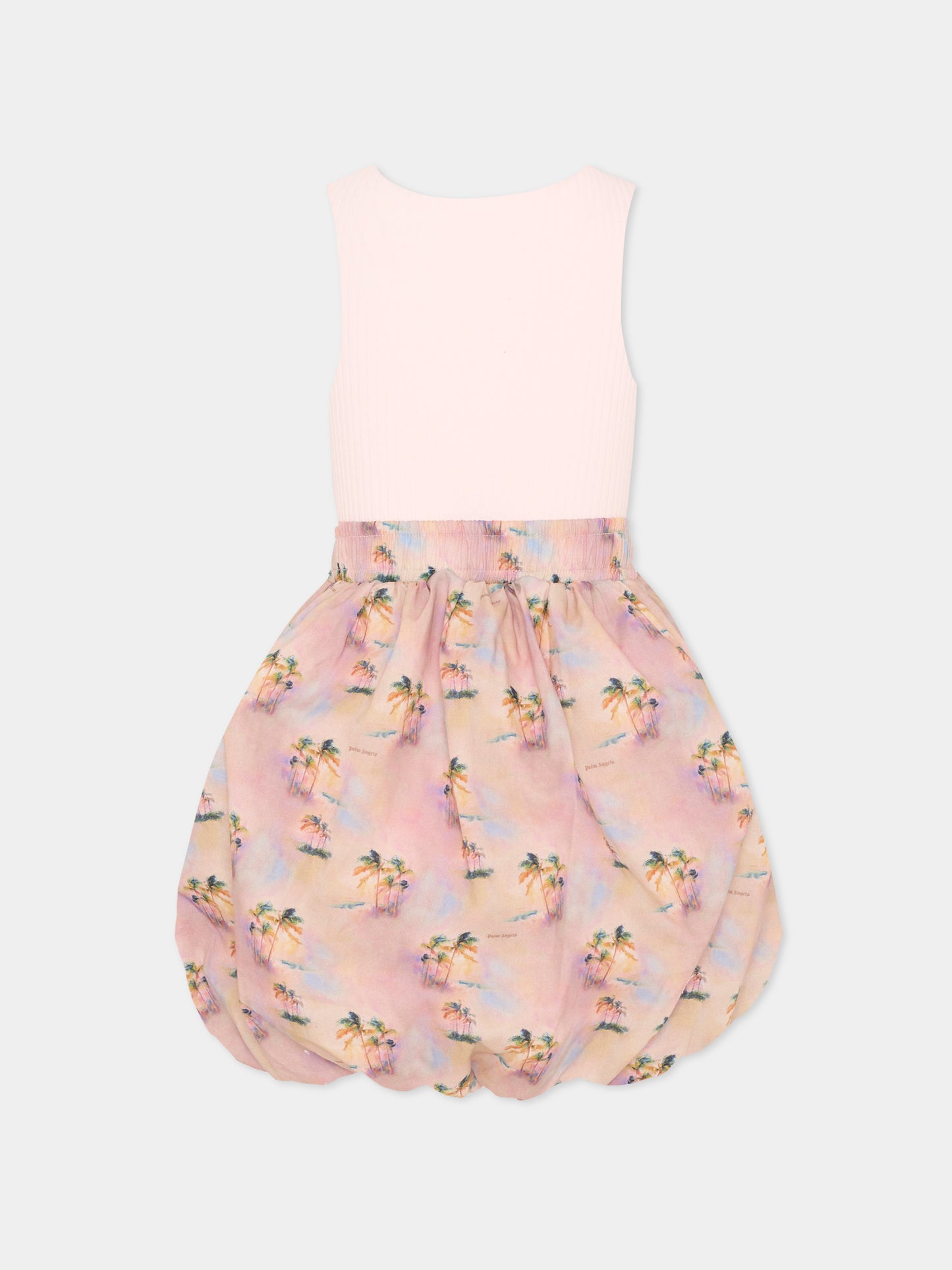 Vestito rosa per bambina con stampa palme,Palm Angels,PGDB023S26FAB001 042