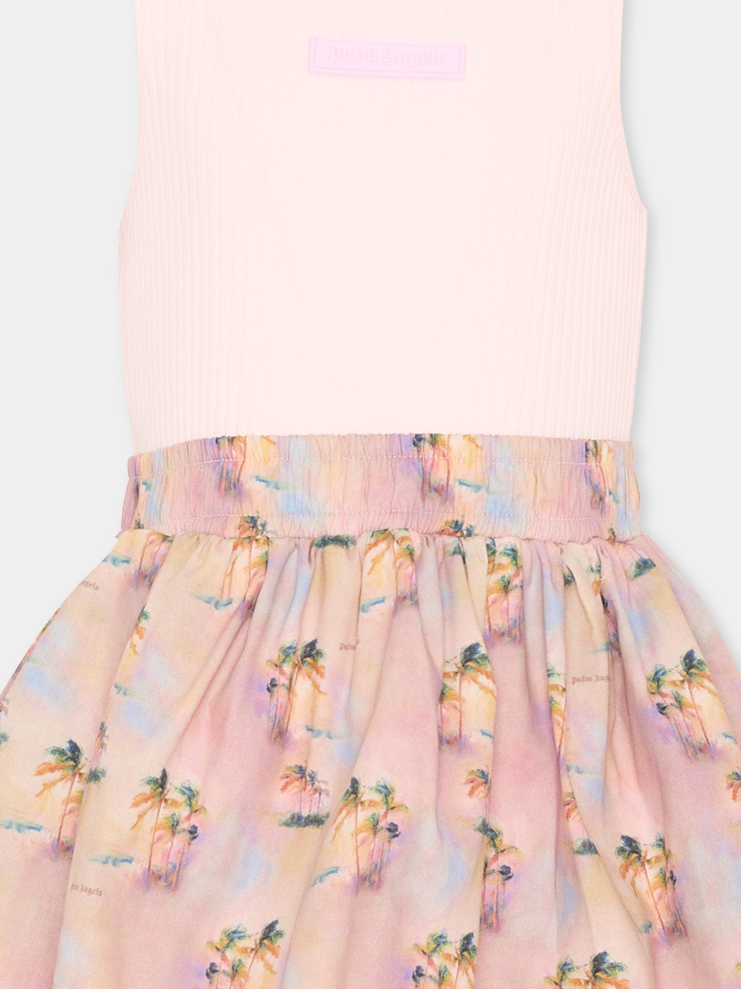 Vestito rosa per bambina con stampa palme,Palm Angels,PGDB023S26FAB001 042