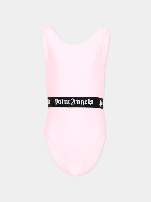 Costume intero rosa per bambina con logo,Palm Angels,PGFC002S26JER001 042
