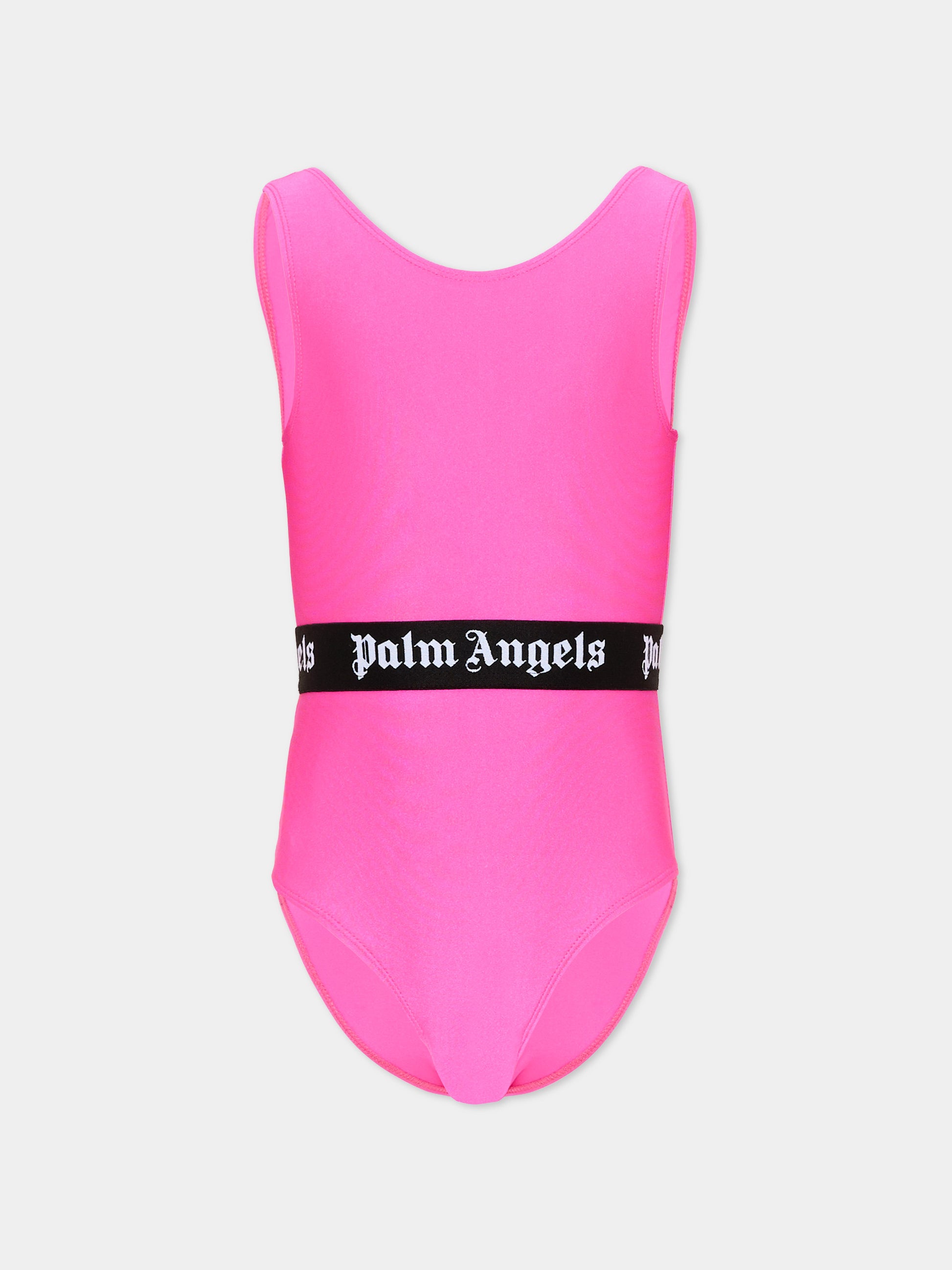 Costume intero fucsia per bambina con logo,Palm Angels,PGFC002S26JER001 044