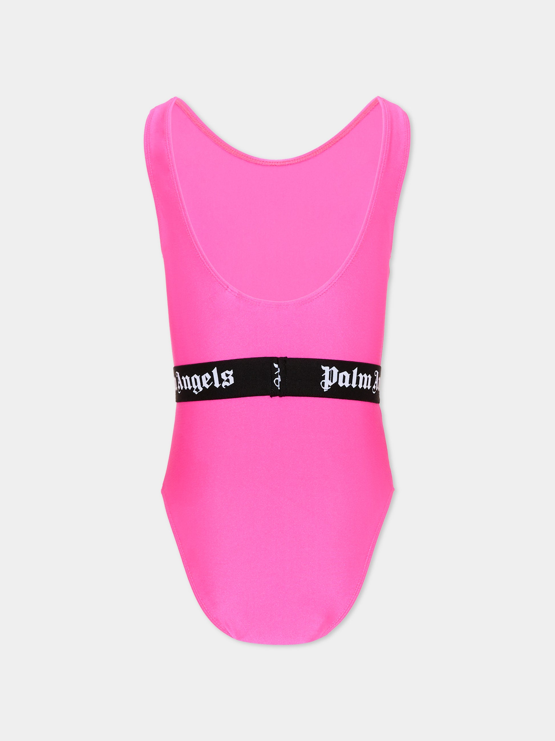Costume intero fucsia per bambina con logo,Palm Angels,PGFC002S26JER001 044
