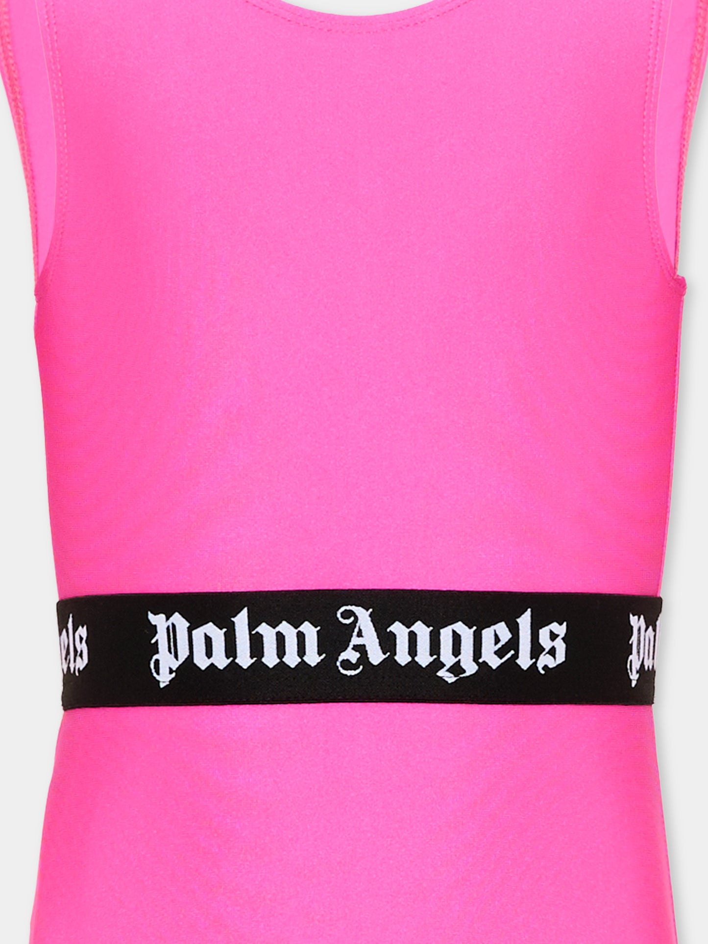 Costume intero fucsia per bambina con logo,Palm Angels,PGFC002S26JER001 044