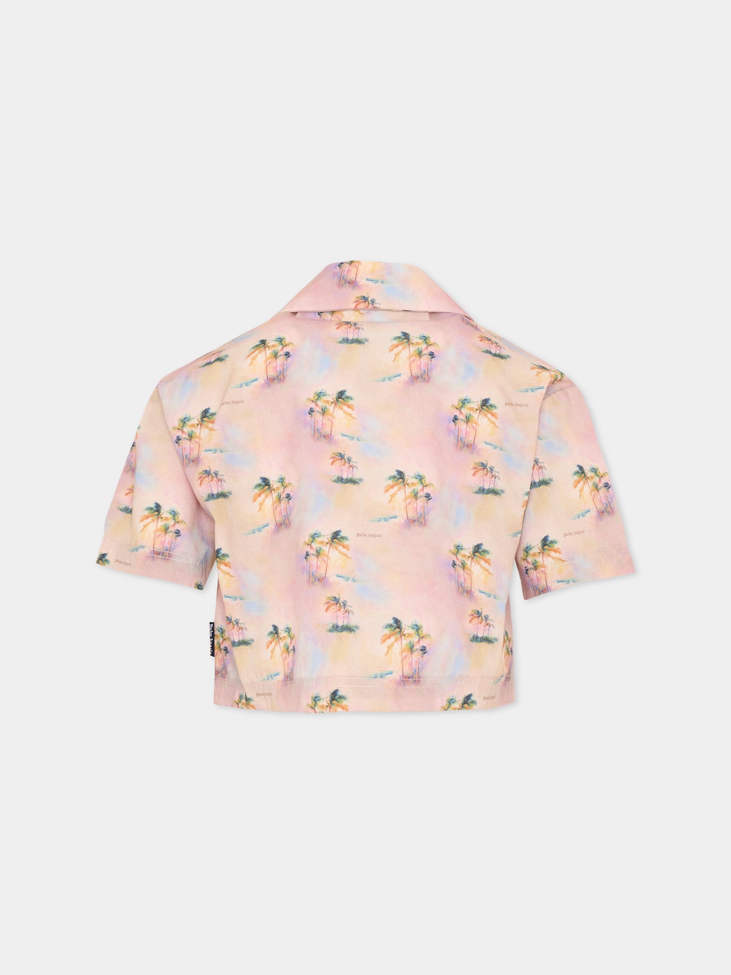 Camicia rosa per bambina con palme,Palm Angels,PGGG001S26FAB001 042