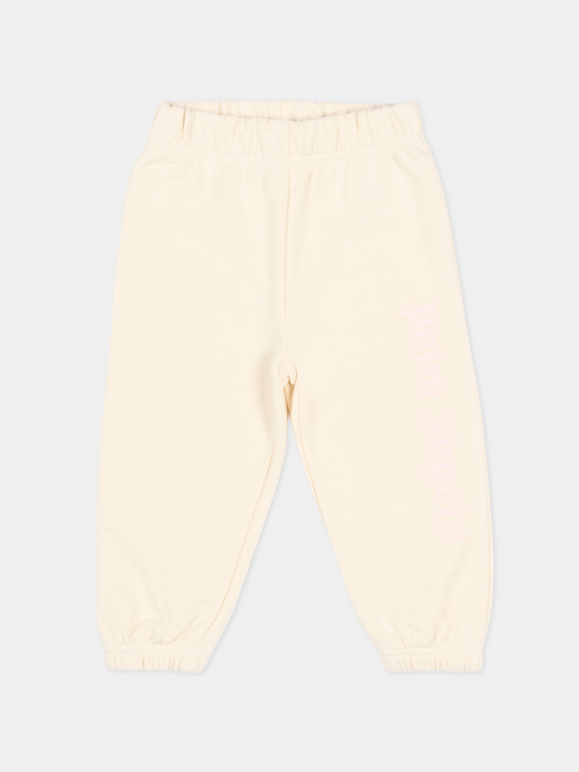 Pantaloni sportivi avorio per neonata con logo,Palm Angels,PGXD002S26FLE001 002