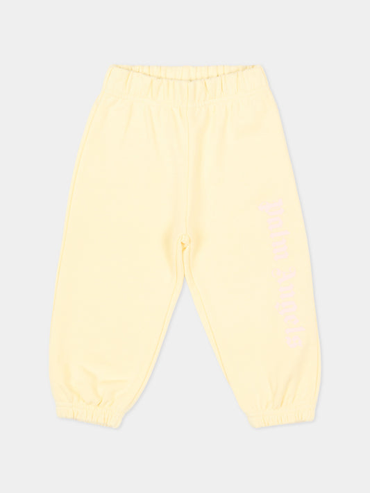 Pantaloni sportivi gialli per neonata con logo,Palm Angels,PGXD002S26FLE001 020