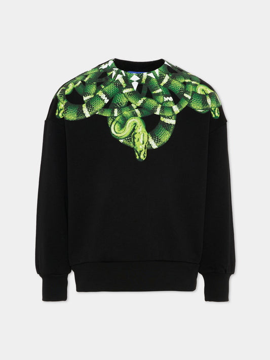 Felpa nera per bambino con serpente,County Of Milan Kids,S6CMJBSW012 110