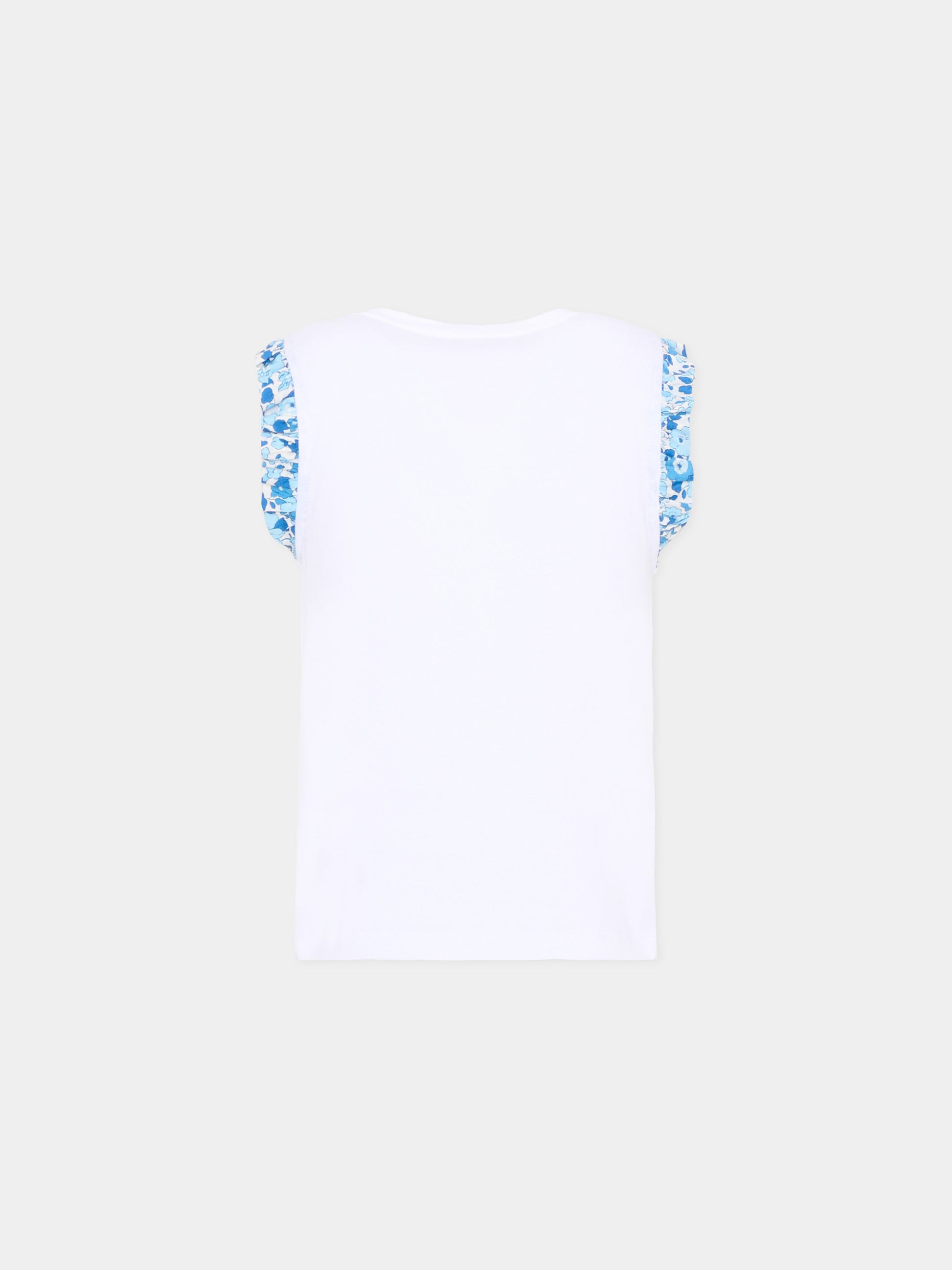 T-Shirt bianca per bambina con volant,Pesciolino Rosso,TSF7 S 177