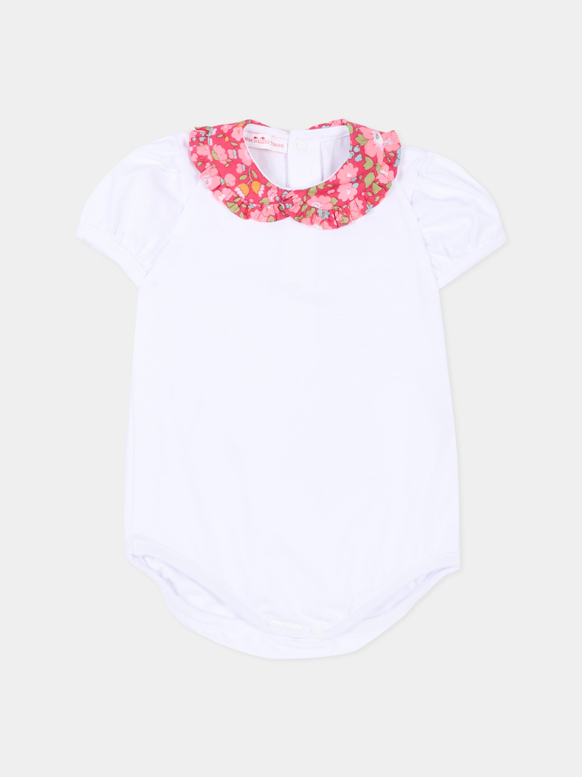Body bianco per neonata con colletto floreale,Pesciolino Rosso,BD01 S 182