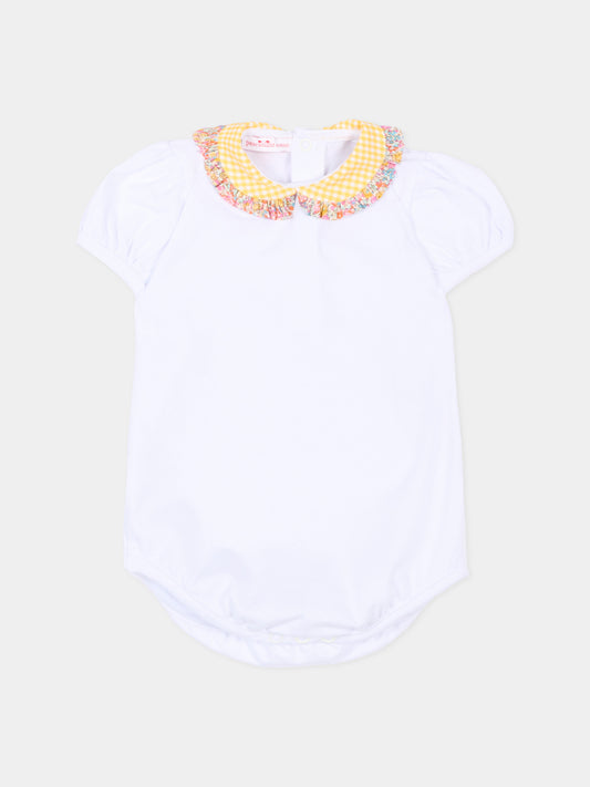 Body bianco per neonata con colletto vichy,Pesciolino Rosso,BD02 PATCH S 186