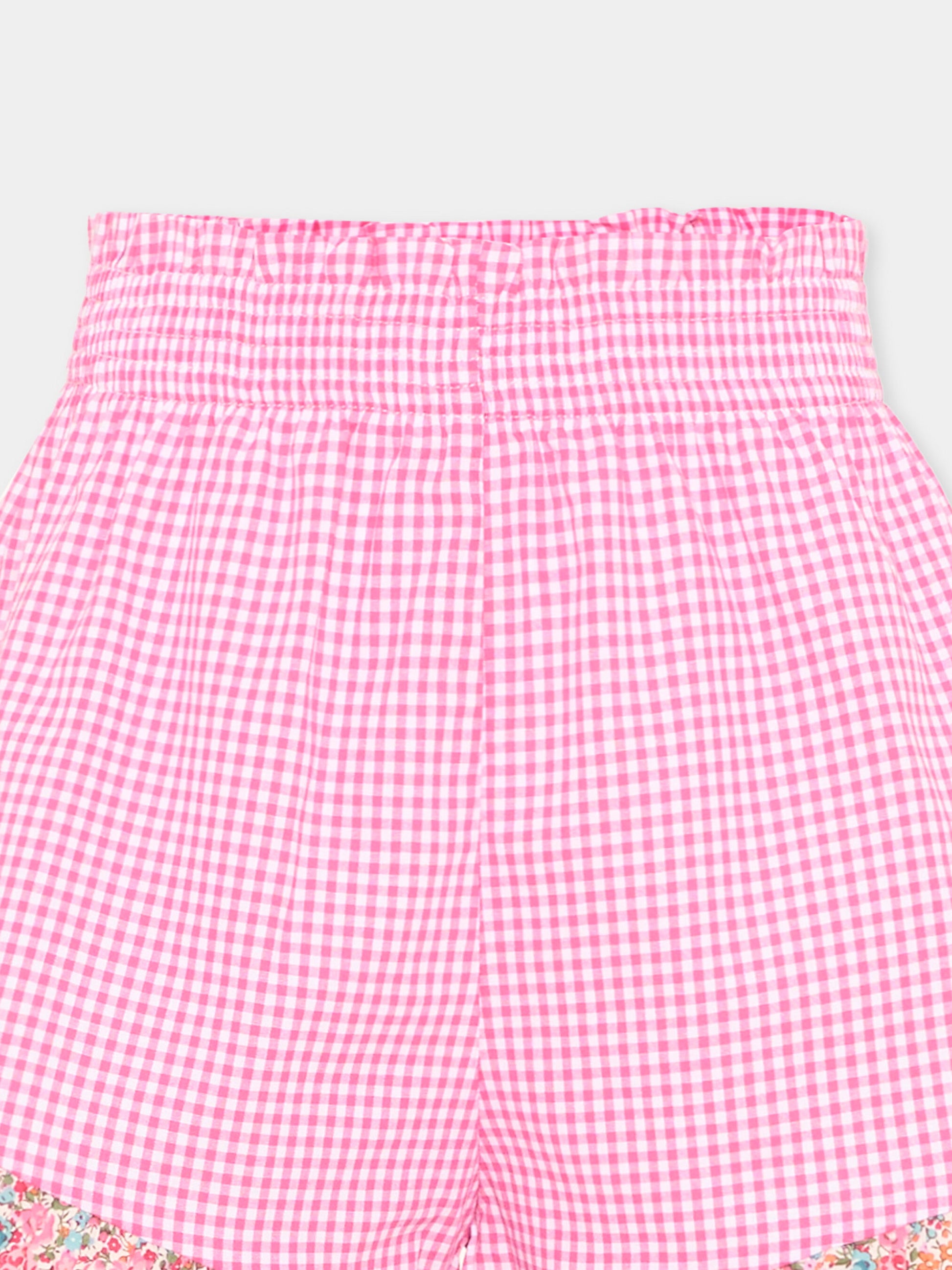 Shorts fucsia per bambina vichy,Pesciolino Rosso,SHO07 PATCH S 185