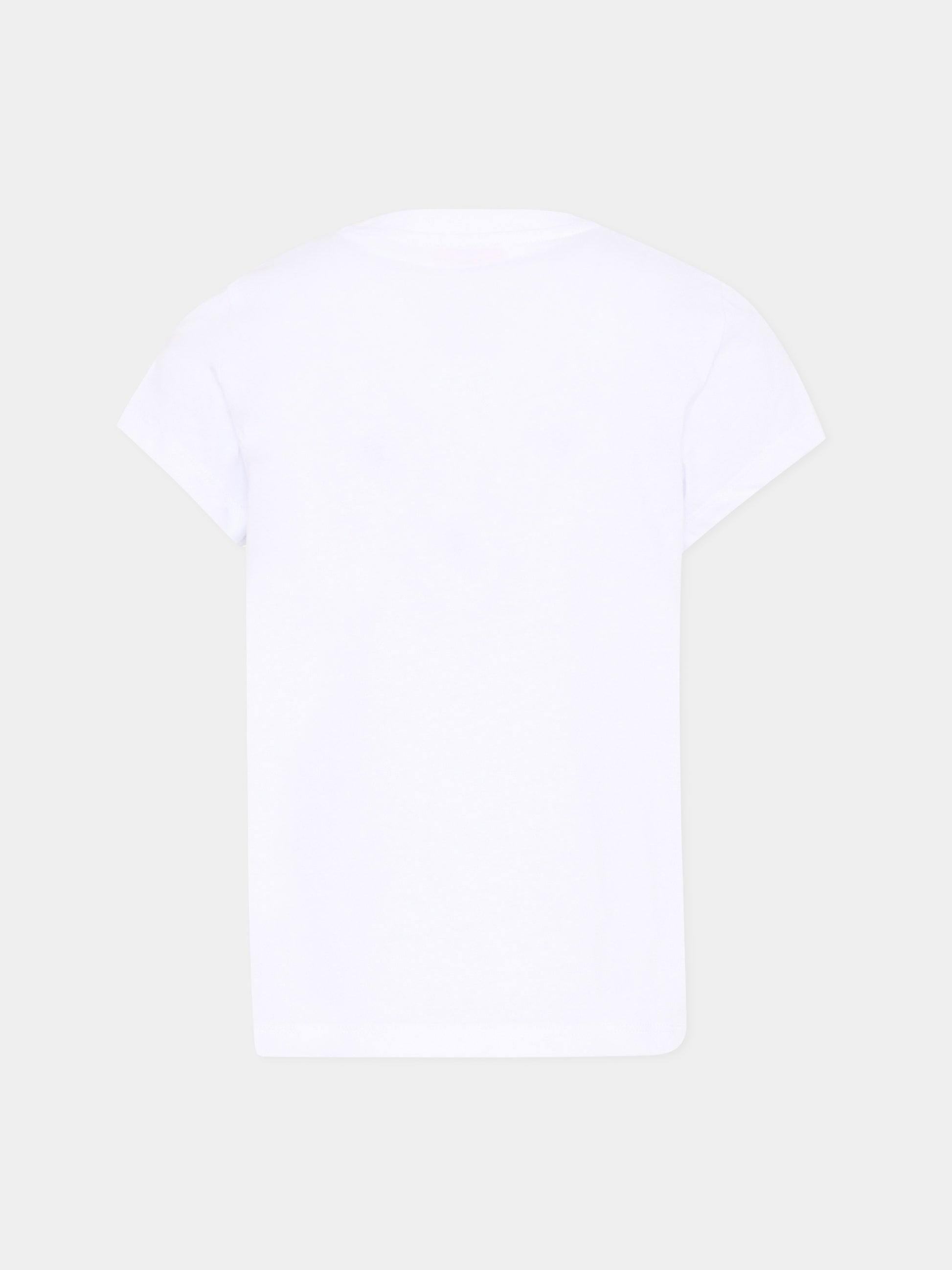 T-Shirt bianca per bambina con tasca floreale,Pesciolino Rosso,TSF NEW S 164