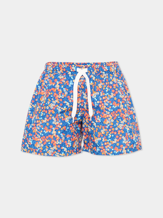 Boxer mare blu per bambino floreale,Pesciolino Rosso,M3 S 194