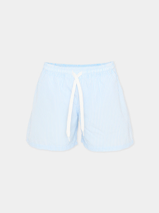 Boxer mare azzurro per bambino a righe,Pesciolino Rosso,M8 RIGA AZZURRA