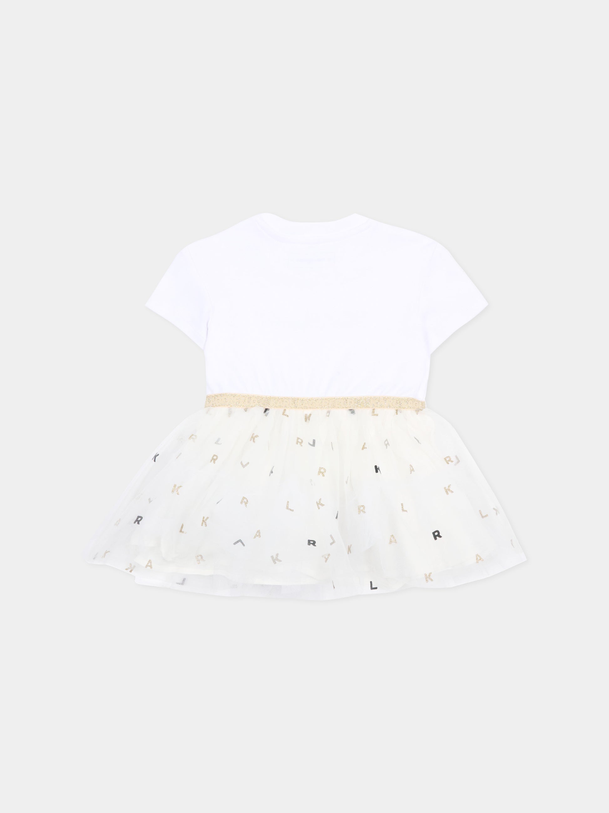 Vestito bianco per neonata con logo,Karl Lagerfeld Kids,Z31043 N01