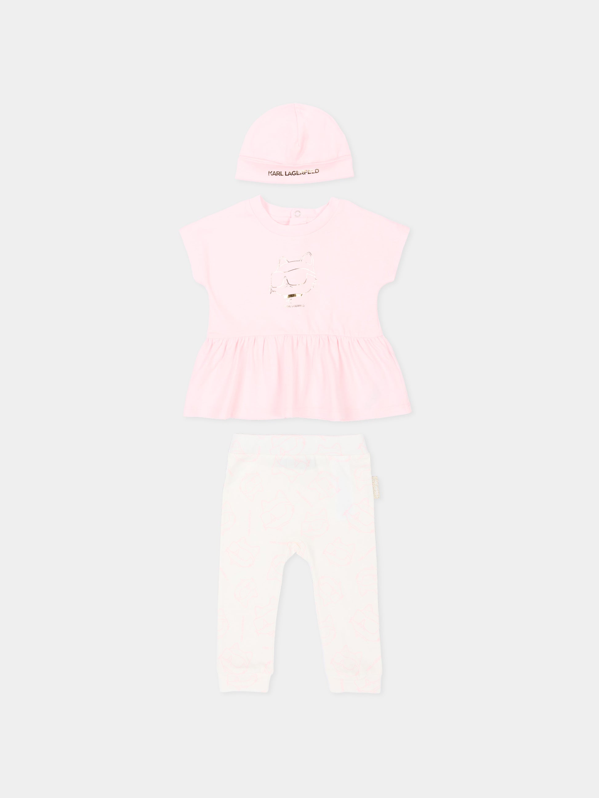 Completo sportivo rosa per neonata con Choupette,Karl Lagerfeld Kids,Z31044 S51