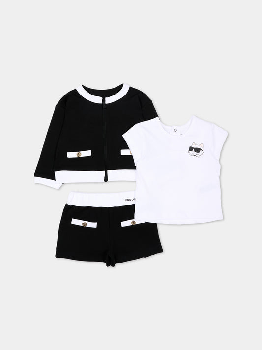 Completo sportivo nero per neonata con Choupette,Karl Lagerfeld Kids,Z31054 09B