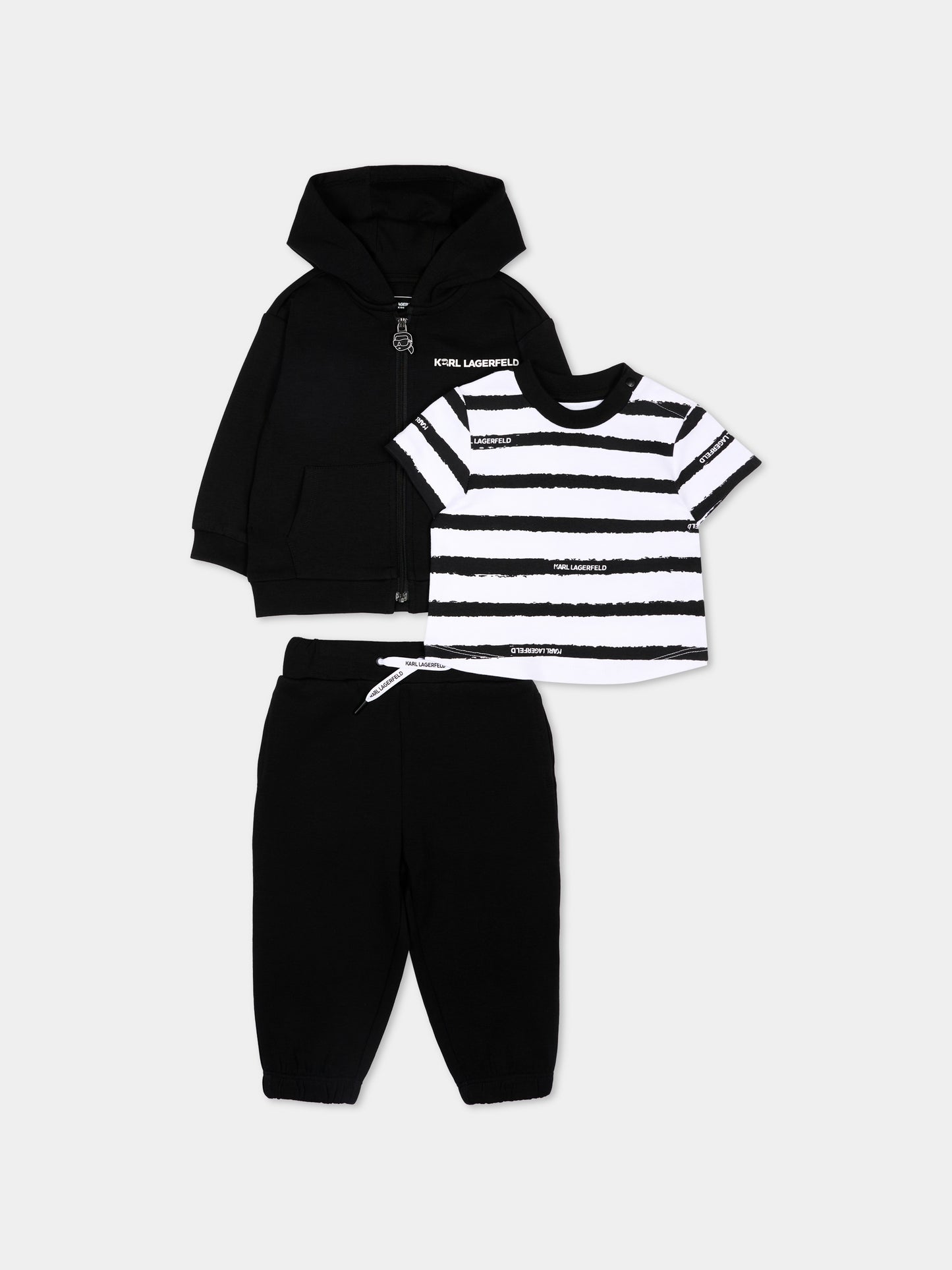 Completo sportivo nero per neonato con logo,Karl Lagerfeld Kids,Z31073 09B